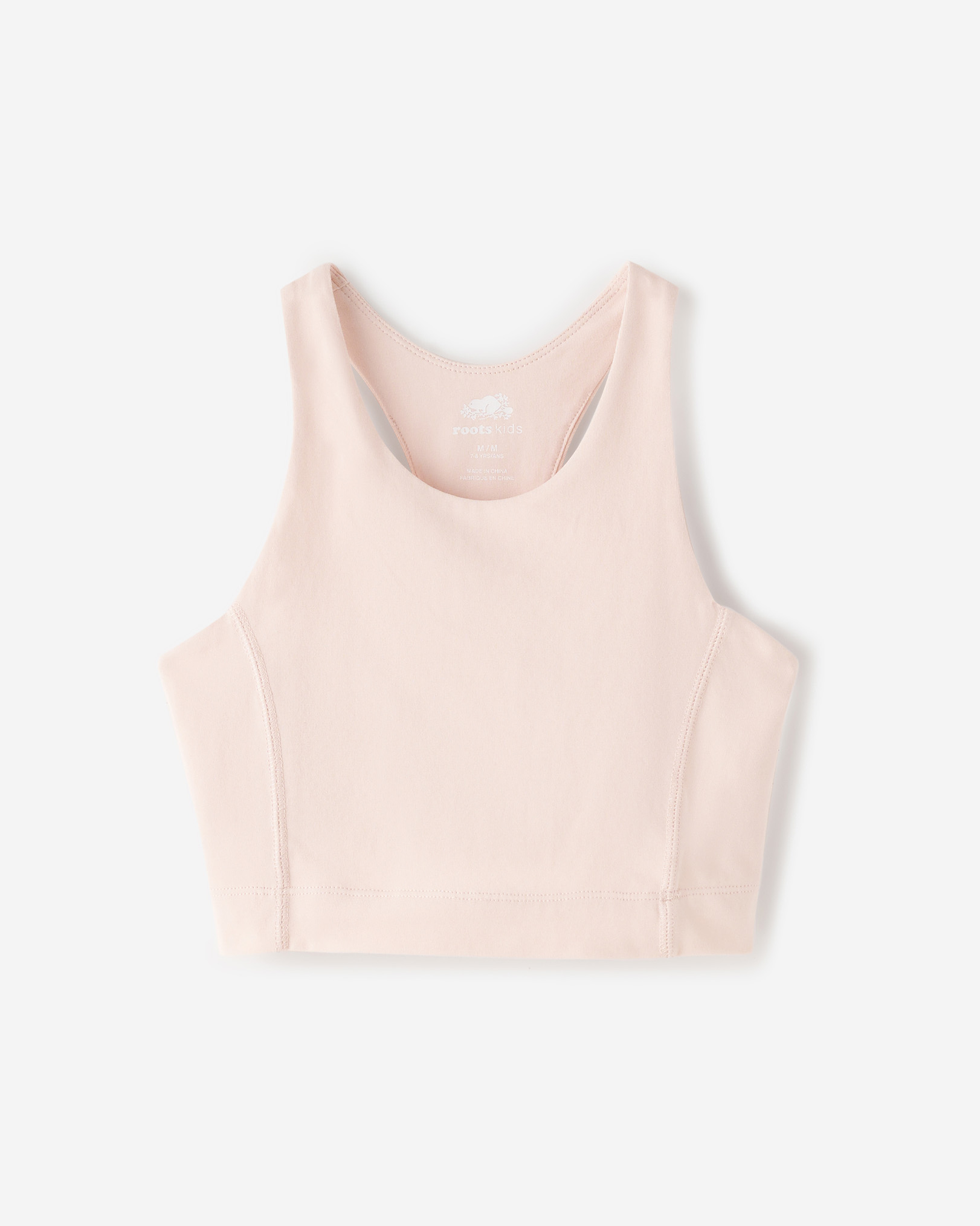 Roots Girl's Stretch Racerback Tank Top in Pearl Pink