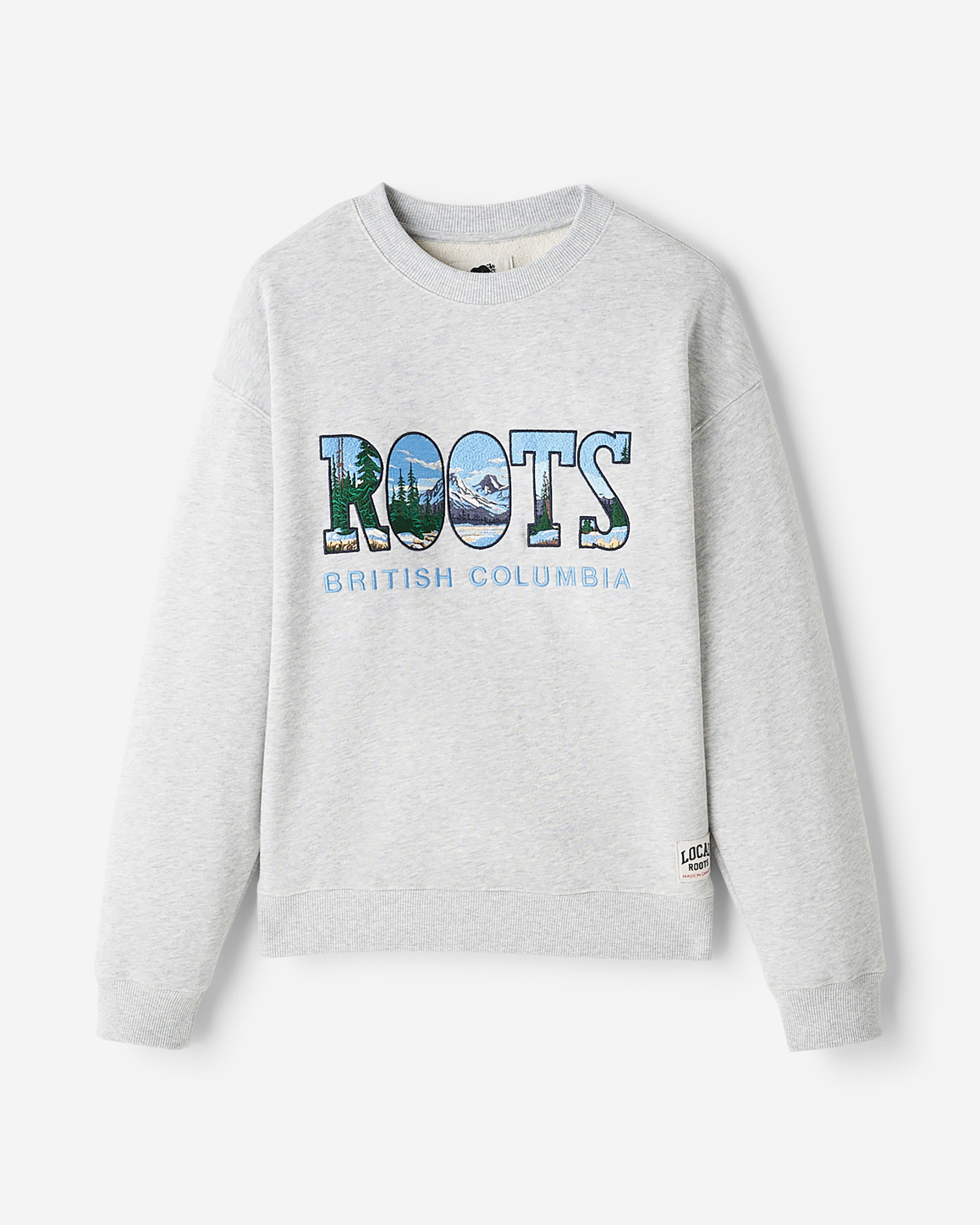 Roots Greetings From BC Crew Shirt in Athletic Grey Mix