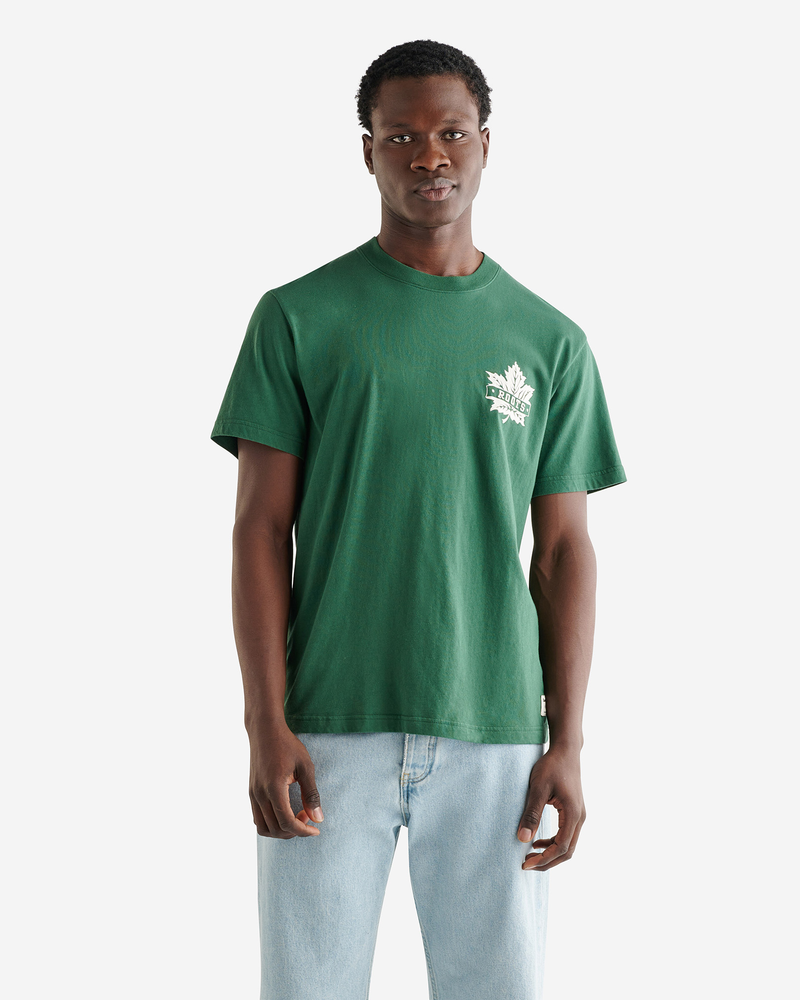 Roots Men's Retro Maple T-Shirt in Dark Green