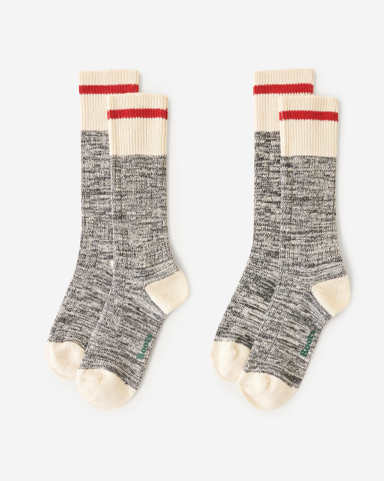 Roots Adult Classic Cotton Cabin Sock 2 Pack in Salt/Pepper
