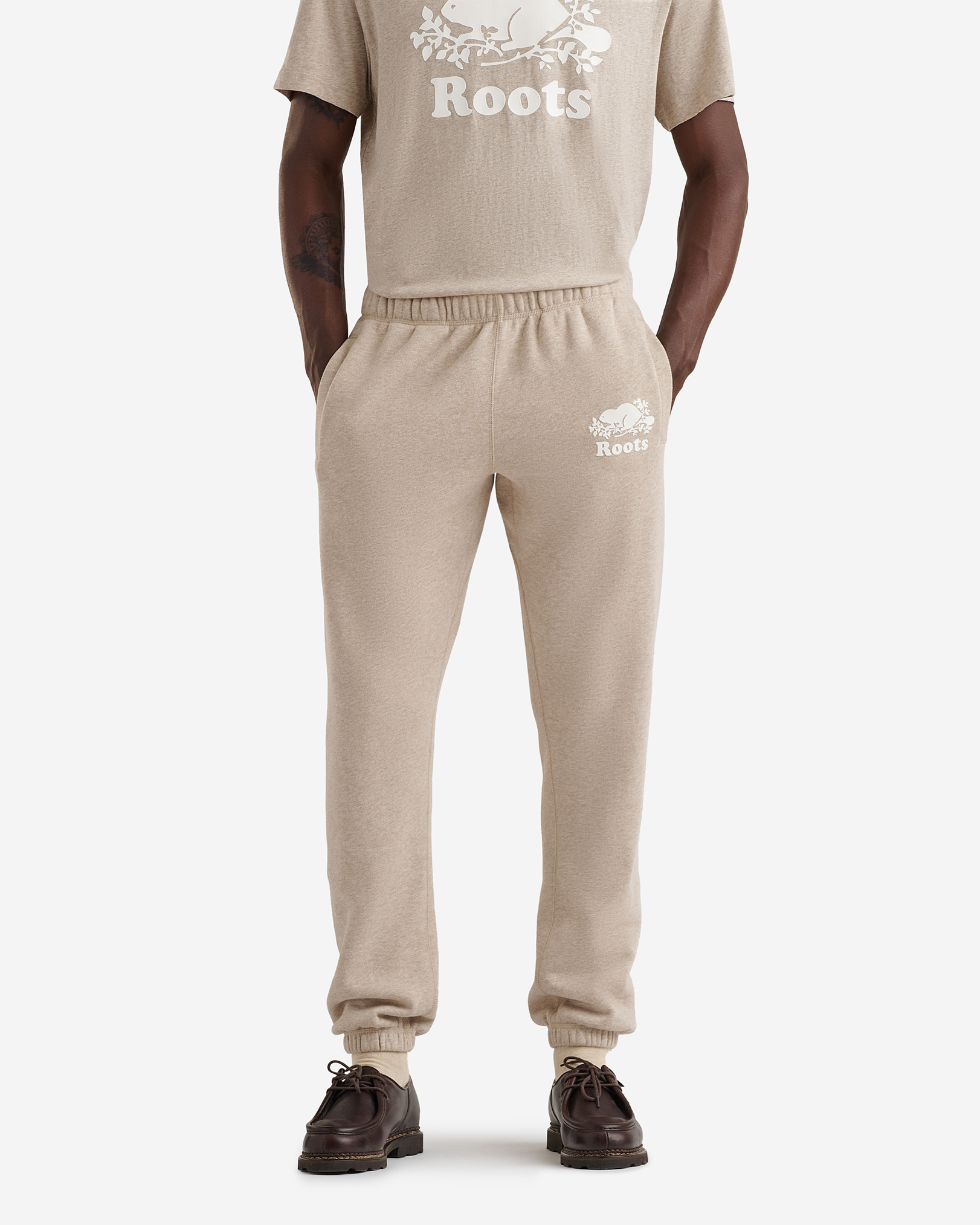 Roots Organic Original Sweatpant in Beige Sand Mix