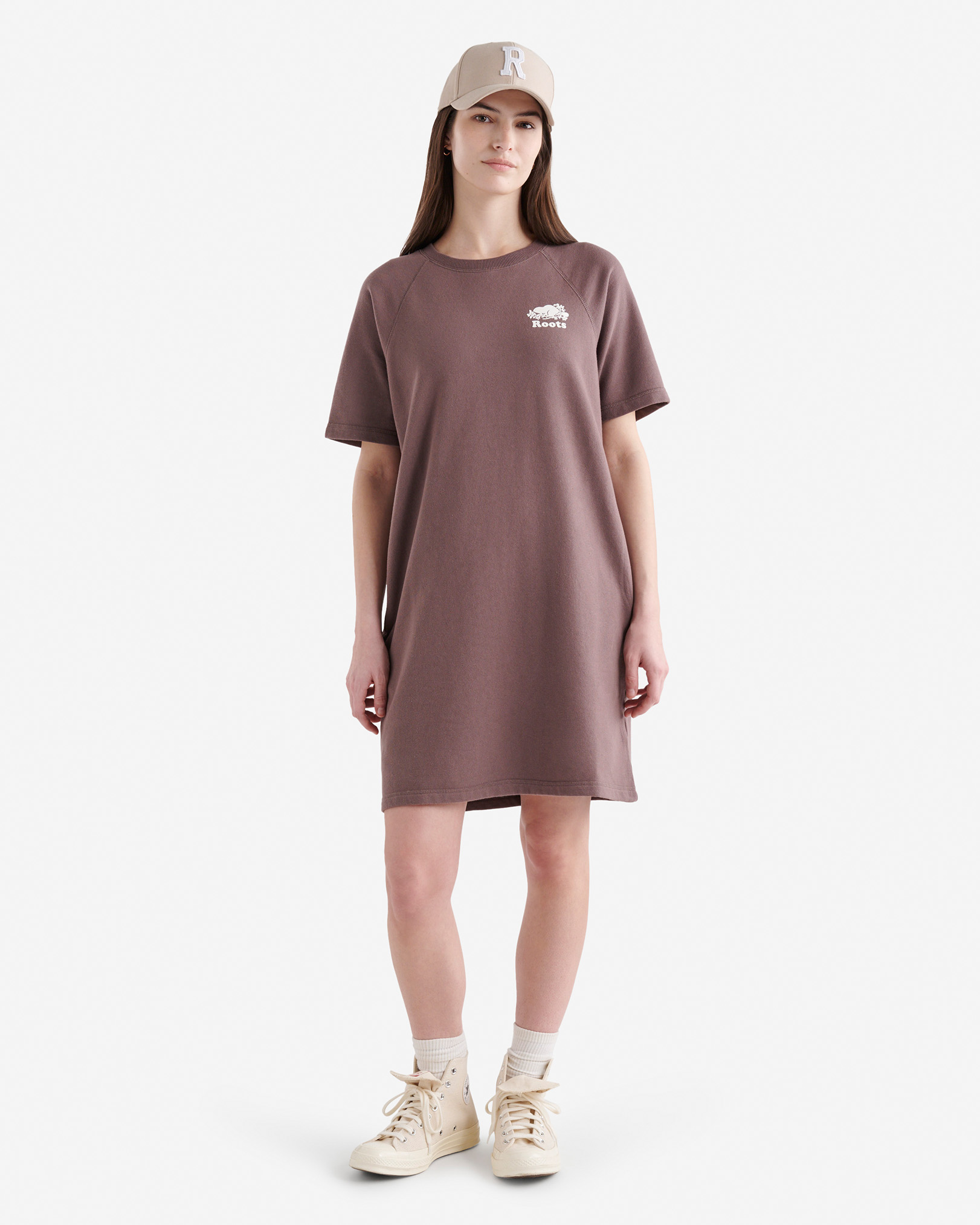 Roots Organic Cooper Short Sleeve Sweat Dress in Desert Mocha