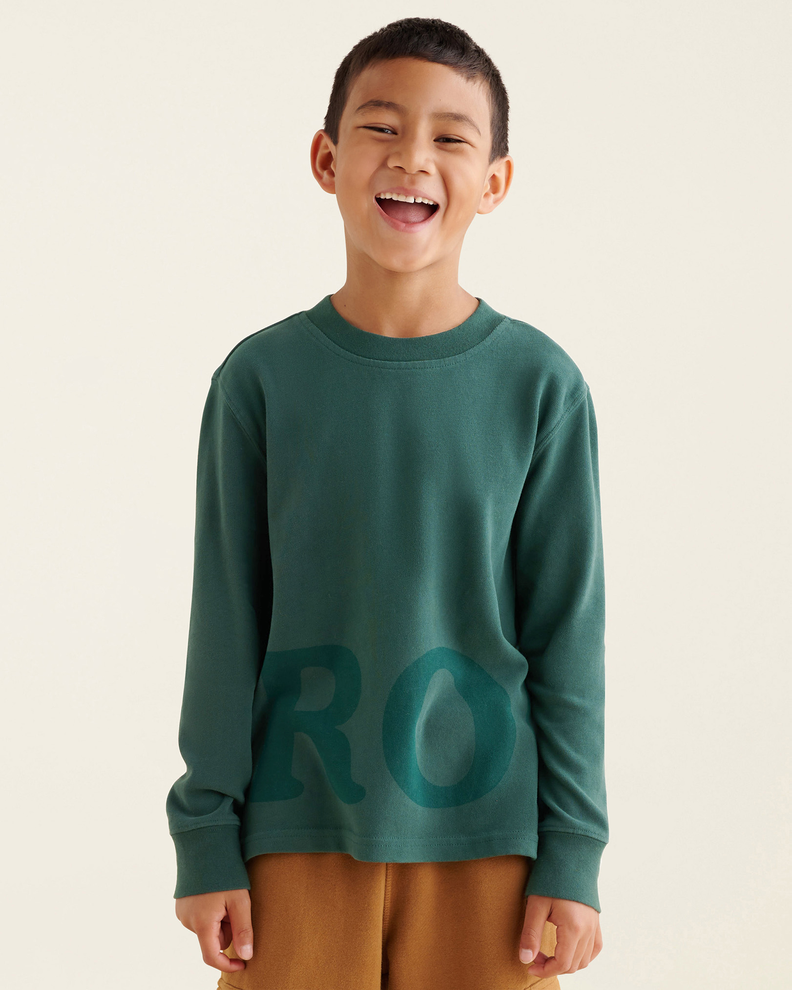 Roots Kids One Long Sleeve T-Shirt in Green Shadow