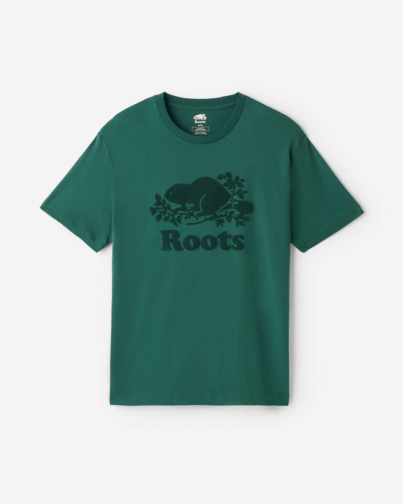 Roots Men's Organic Cooper Beaver T-Shirt in Jasper Green