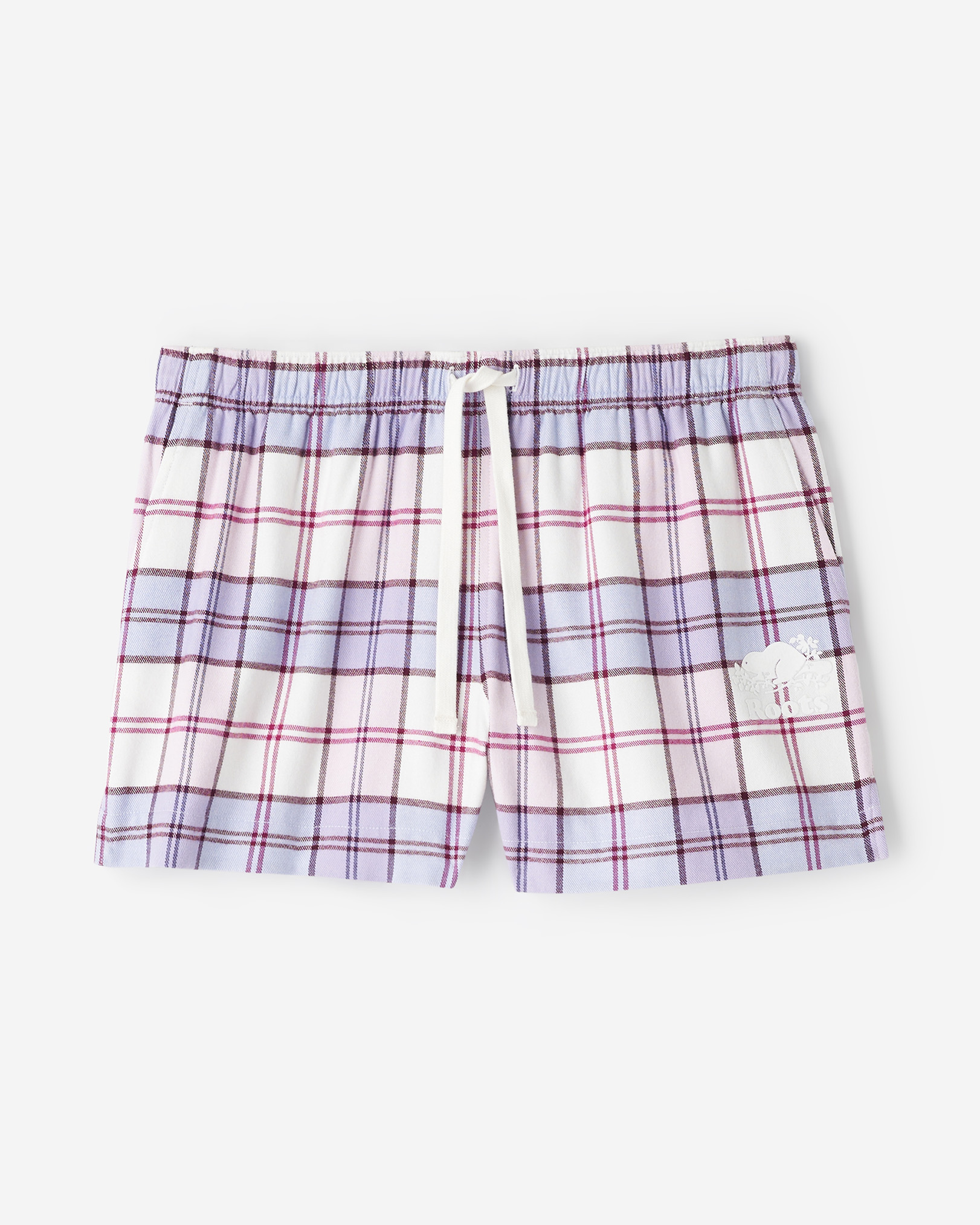 Roots Women's Plaid Pajama Short in Blue Lilac