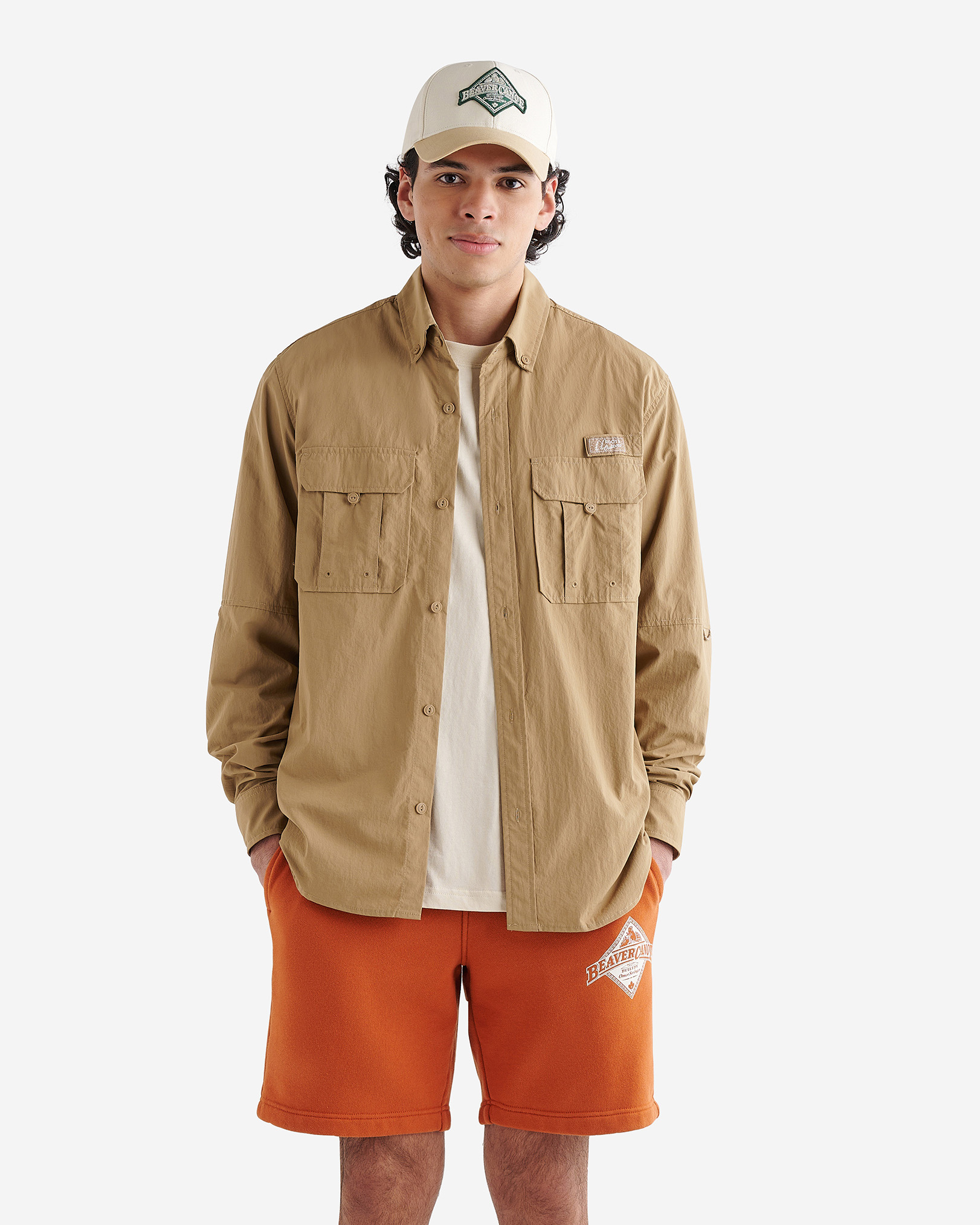 Roots Outdoor Nylon Shirt in Sepia Taupe
