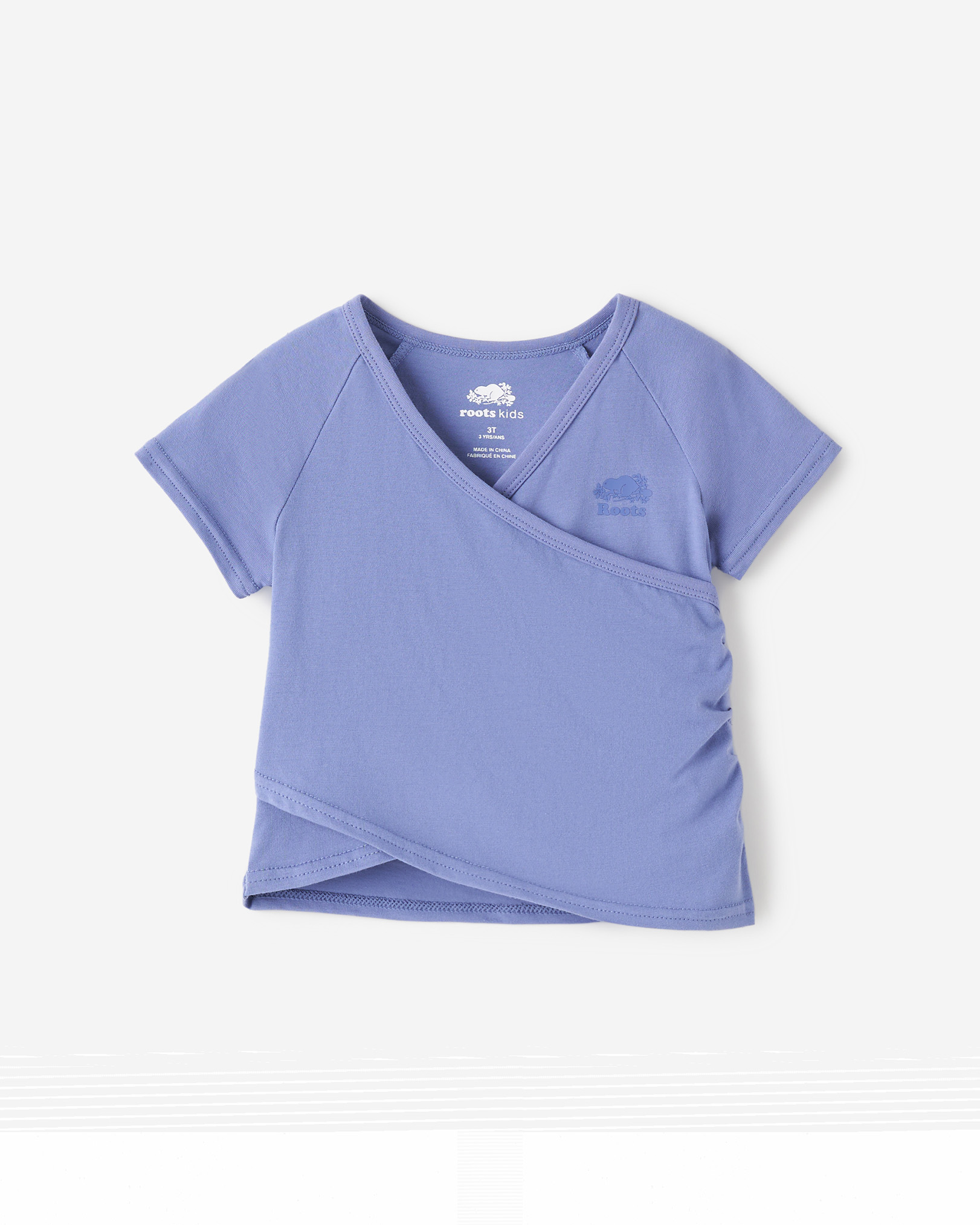 Roots Toddler Girl's Easy Stretch Wrap T-Shirt in Periwinkle Purple