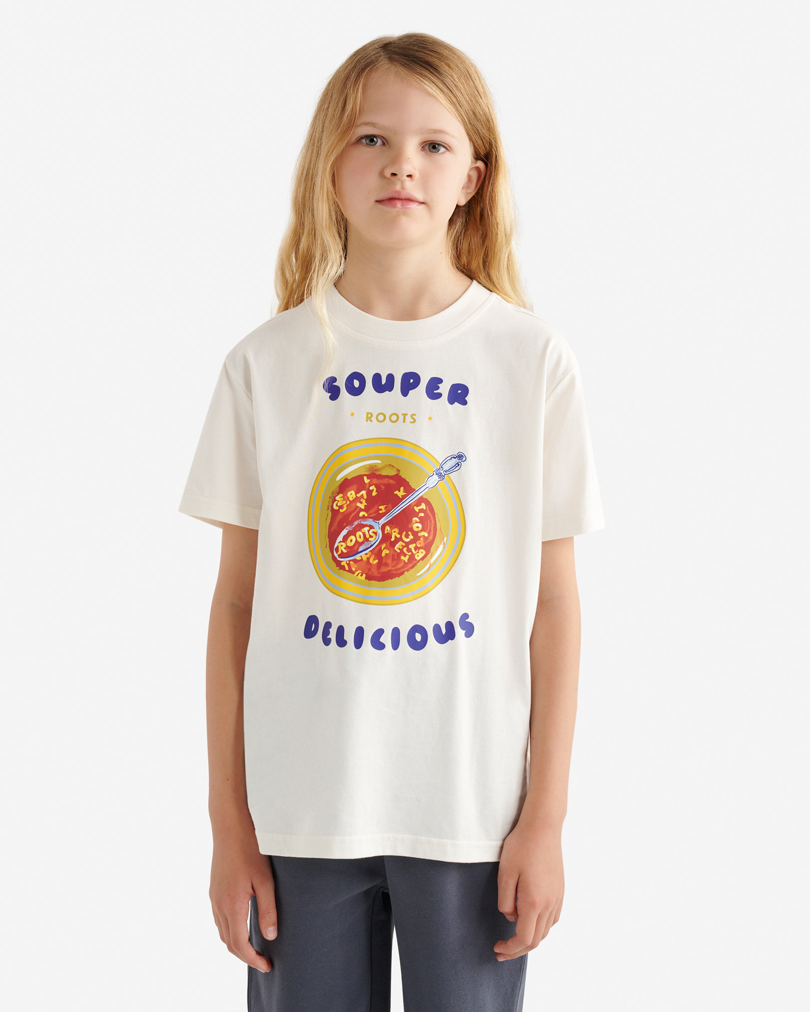 Roots Kids Food Series T-Shirt in Egret