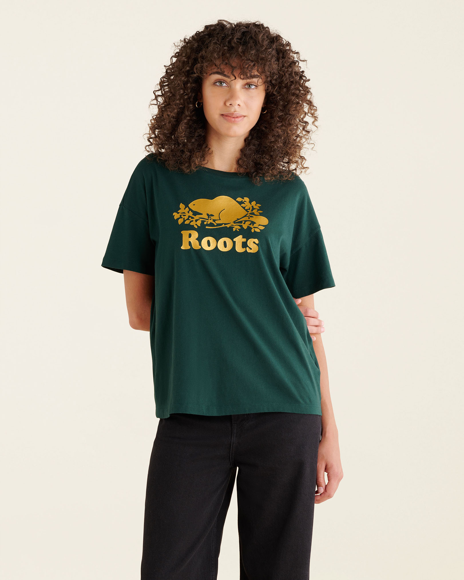 Roots Women's 50th Cooper Relaxed T-Shirt in Varsity Green