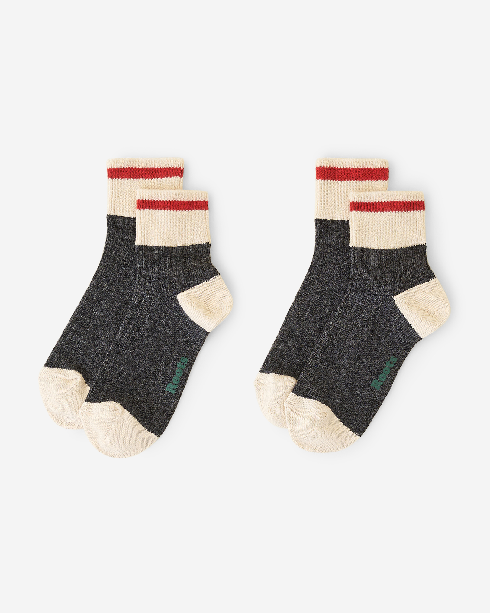 Roots Adult Cotton Cabin Ankle Sock 2 Pack in Mix