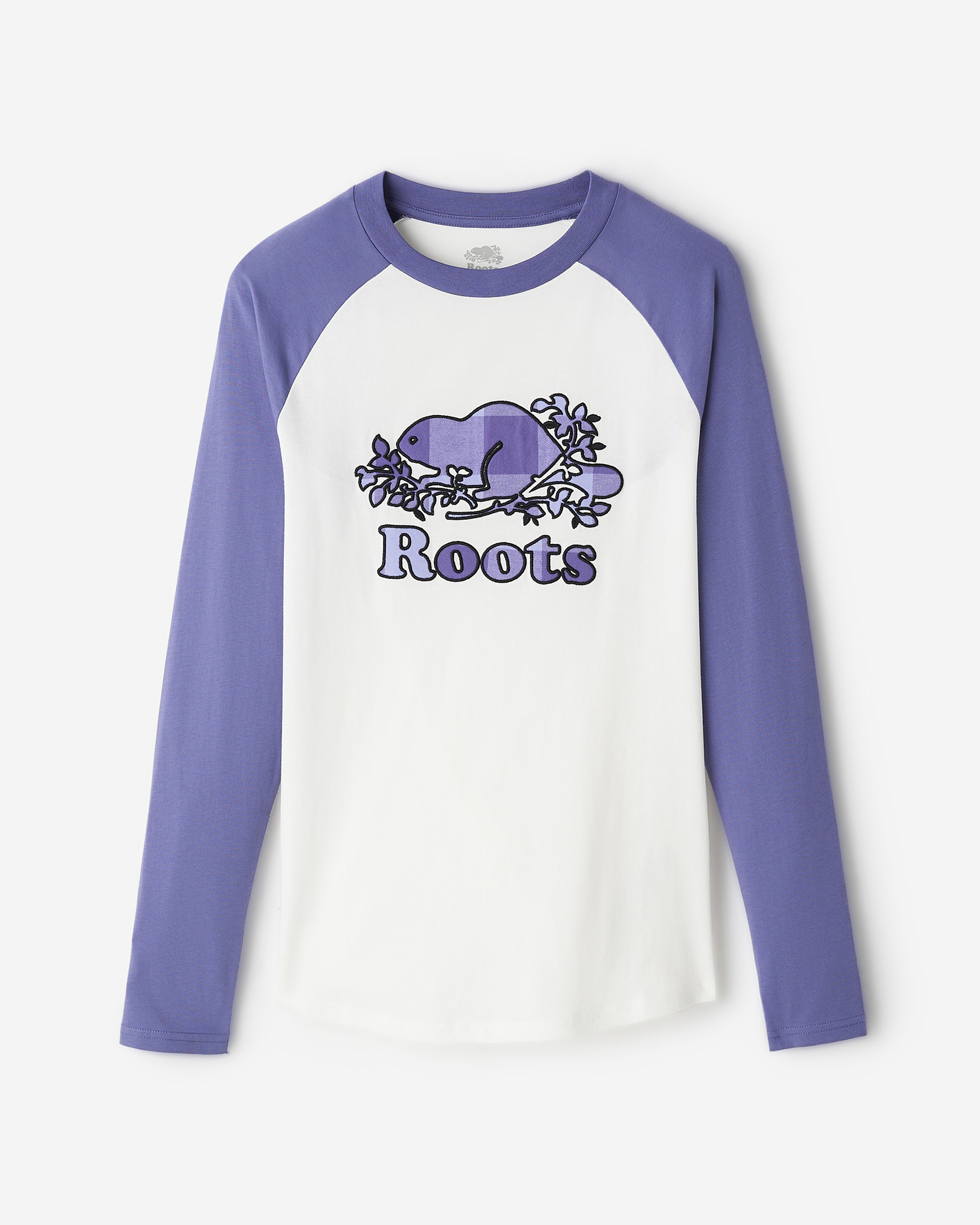 Roots Women's Cooper Plaid Long Sleeve T-Shirt in Marine Purple