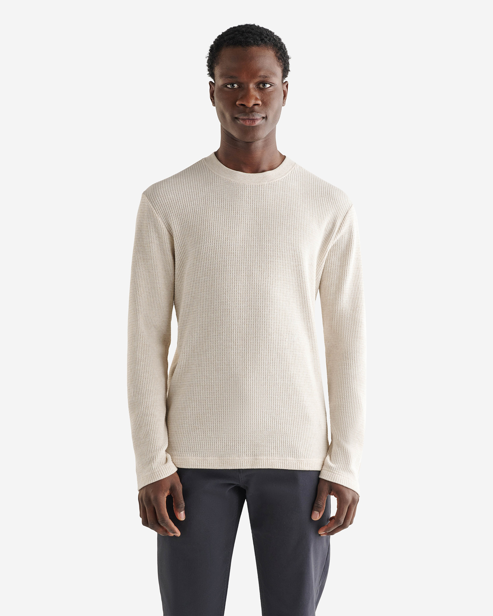 Roots Waffle Long Sleeve Crew Top in Oatmeal Mix