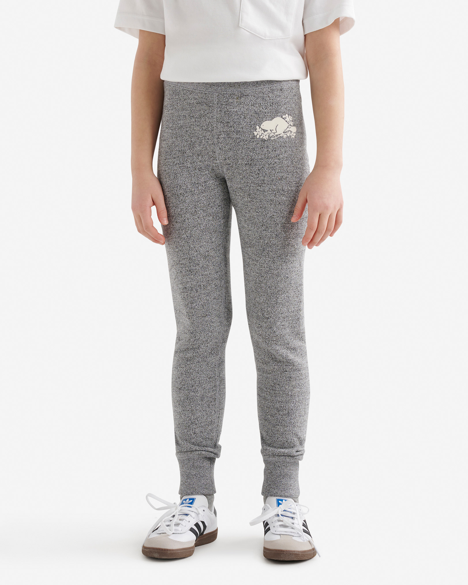 Roots Girl's Cozy Fleece Sweatpant in Salt/Pepper