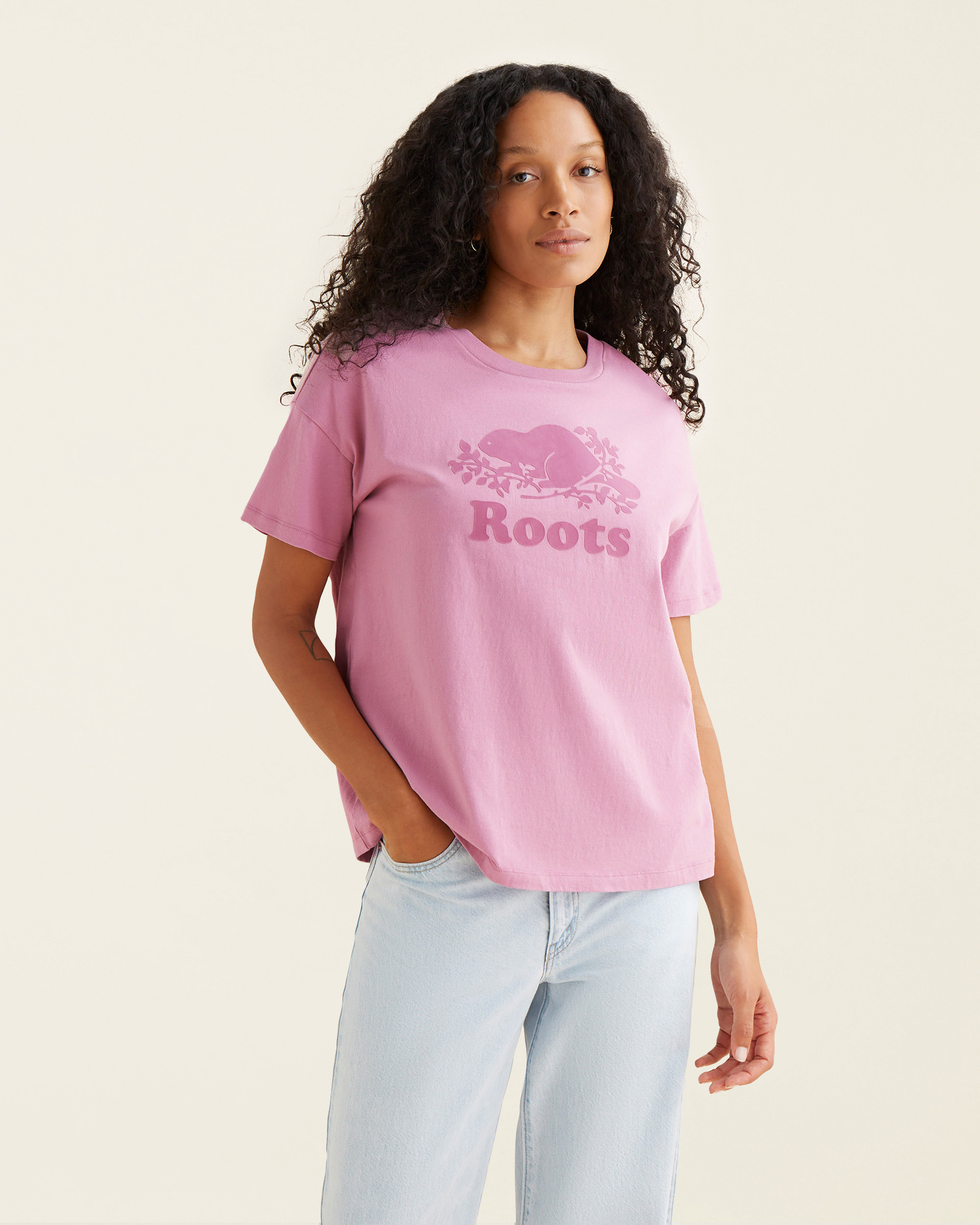 Roots Women's Organic Relaxed Cooper T-Shirt in Orchid Haze