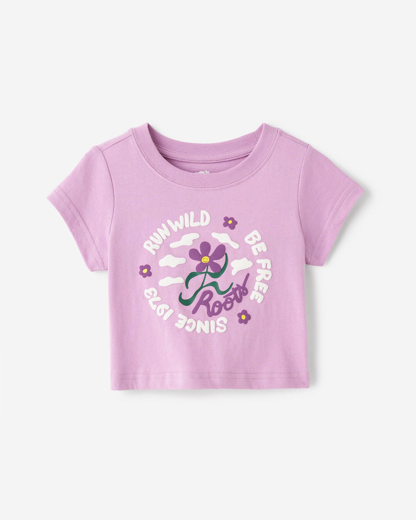 Roots Toddler Girl's Run Wild T-Shirt in Lavender Herb
