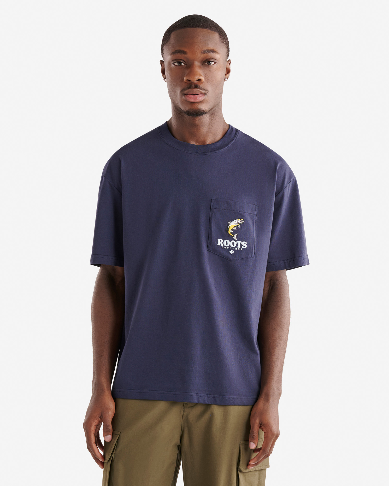 Roots Men's Wildlife Relaxed Pocket T-Shirt in Navy Blazer