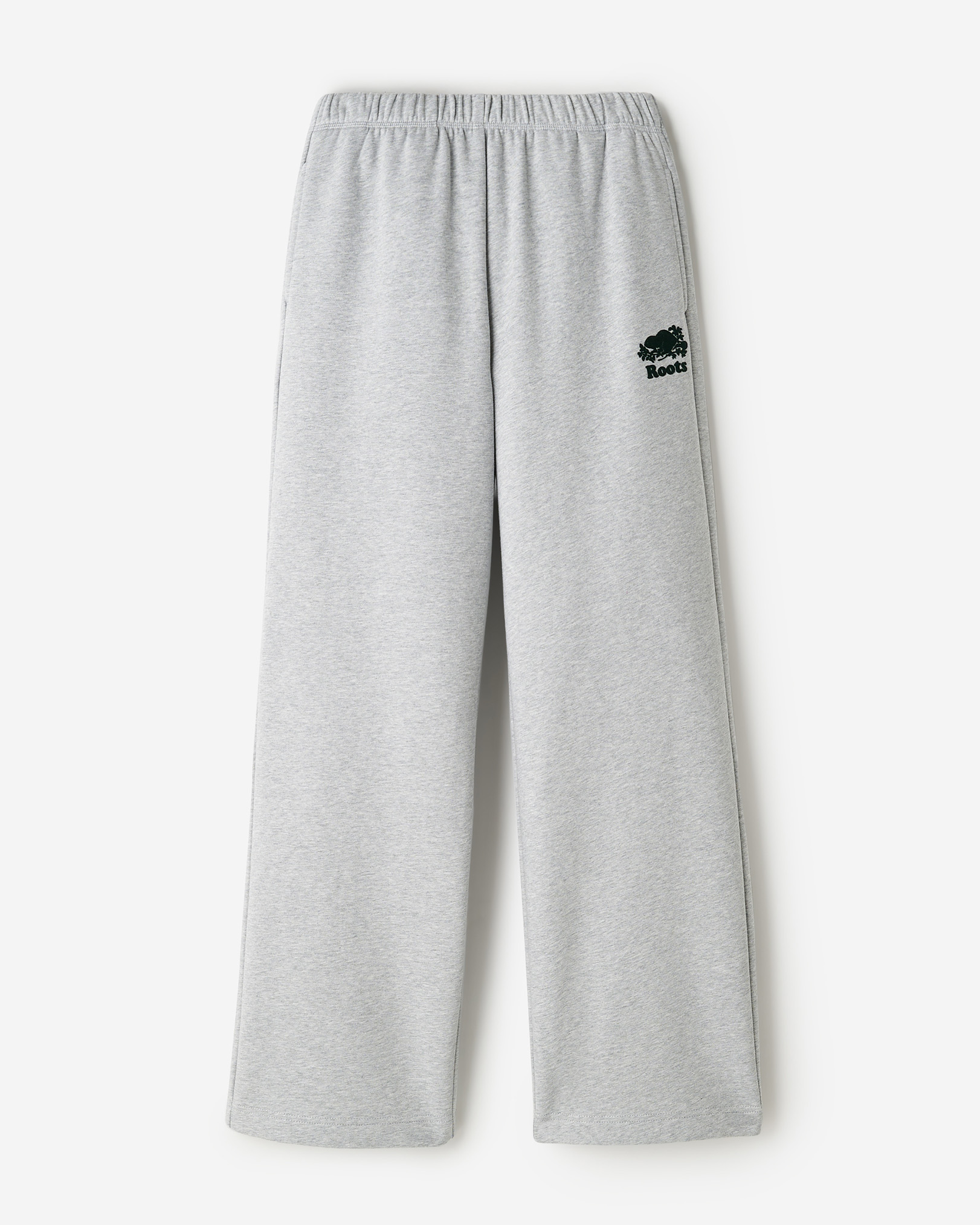 Roots Organic Cooper Wide Leg Sweatpant in Cool Grey Mix