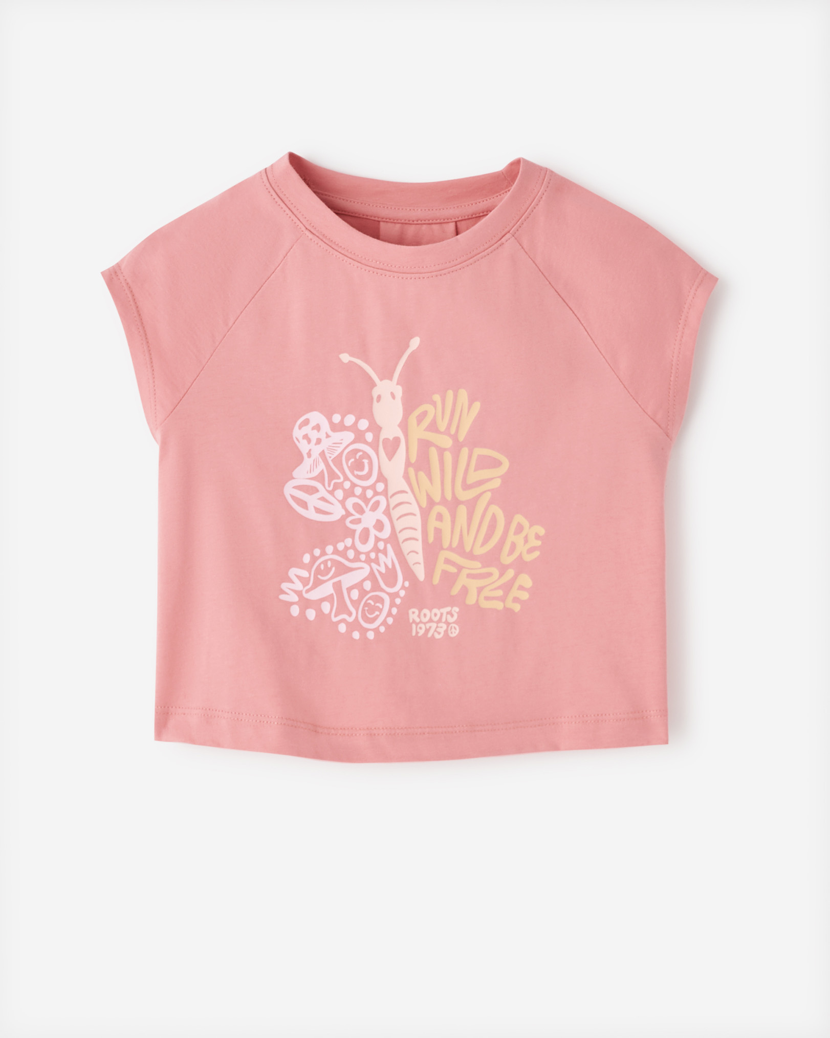 Roots Toddler Girl's Wild & Free T-Shirt in Mauveglow
