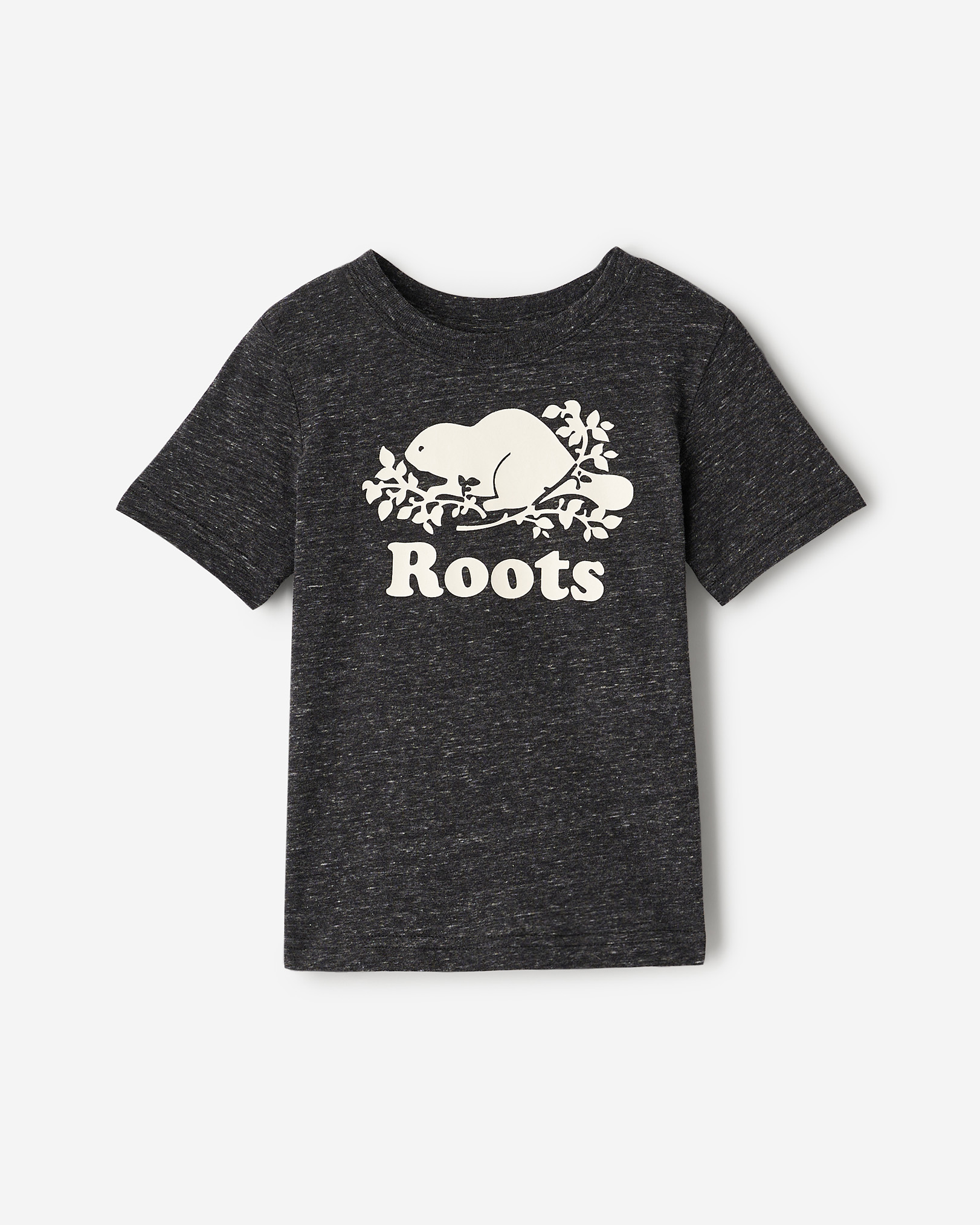 Roots Toddler Organic Original Cooper Beaver T-Shirt in Black Pepper