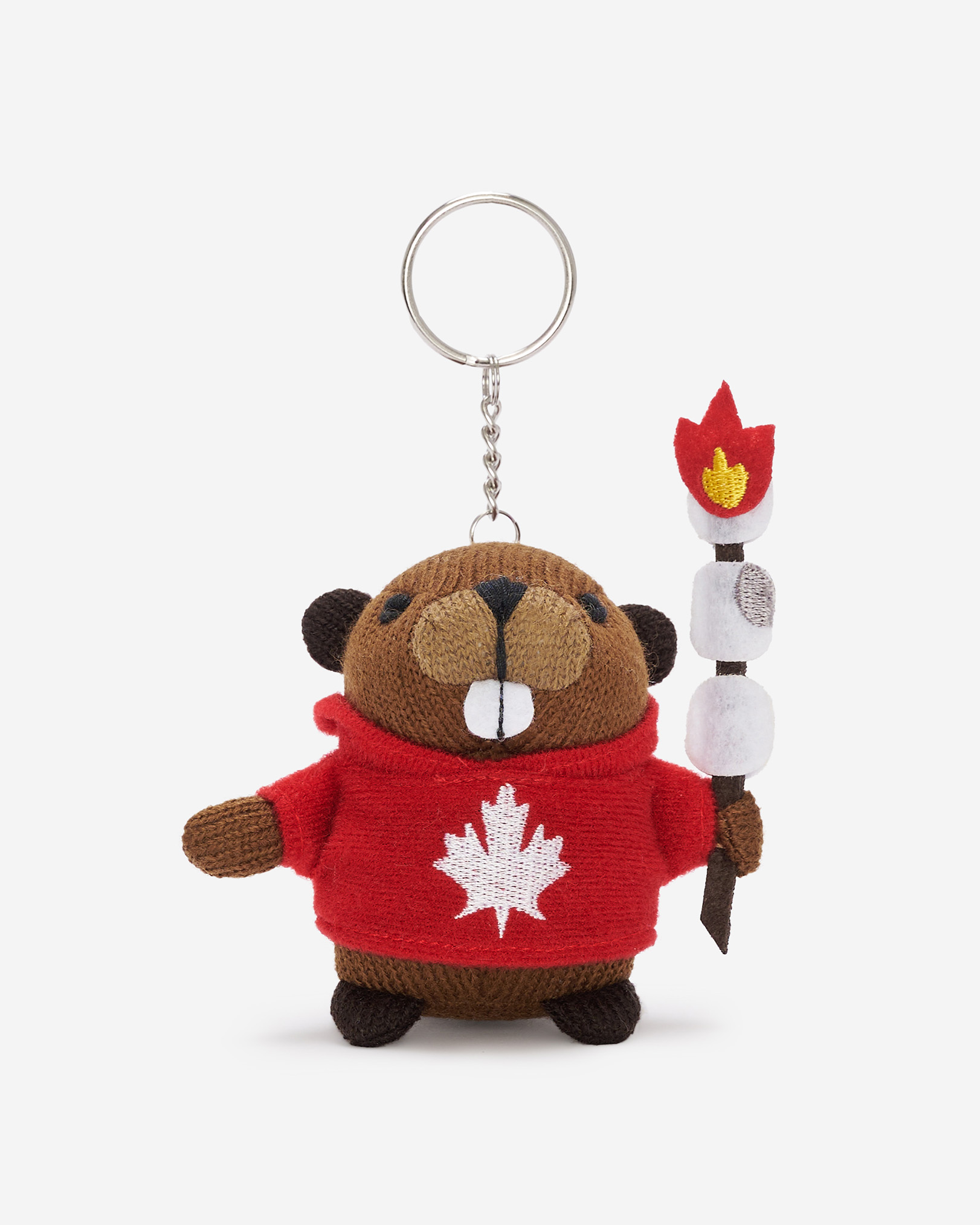 Roots Marshmallow Beaver Keychain Shirt in Grizzly Brown