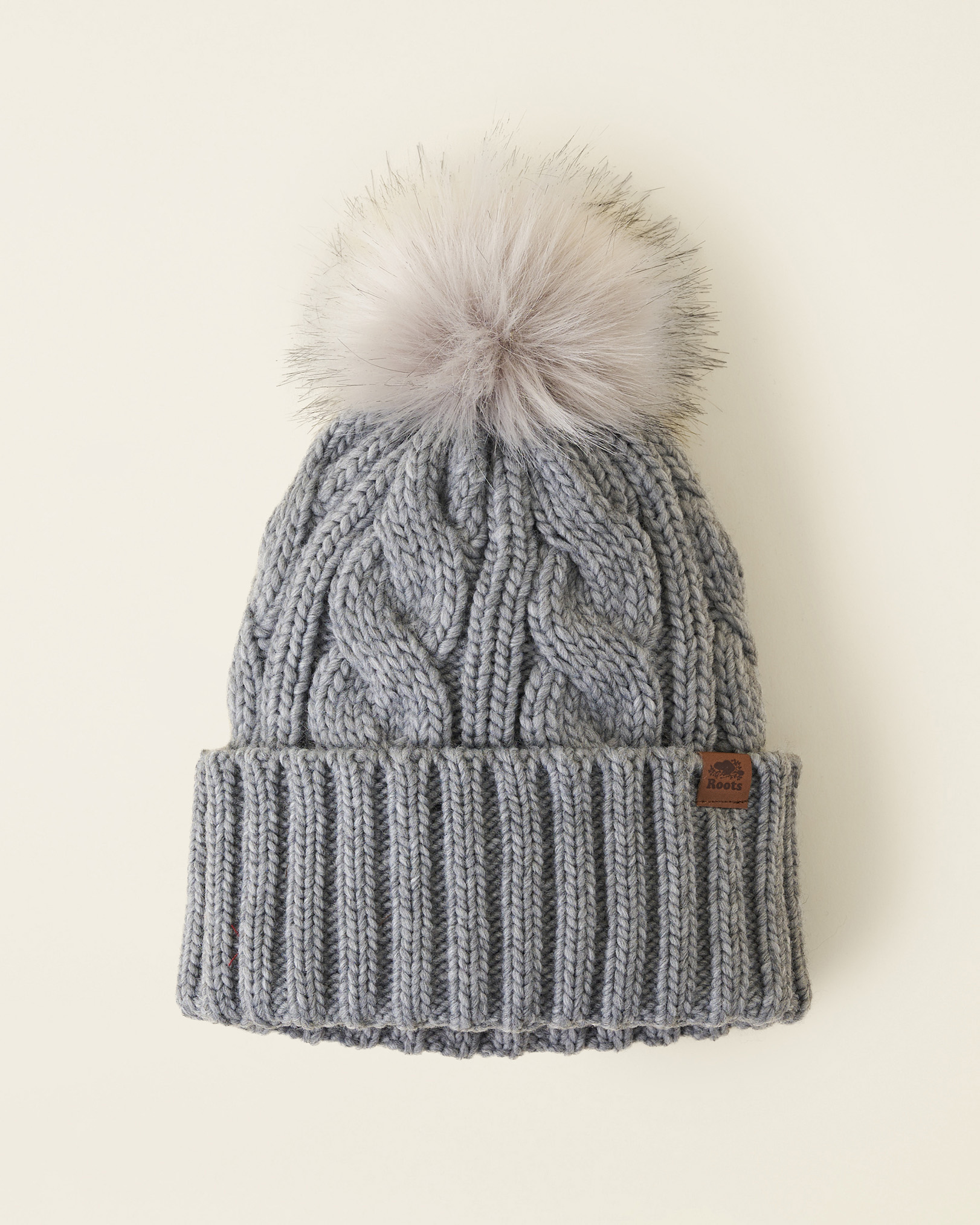 Roots Women's Olivia Cable Toque Hat in Grey Mix