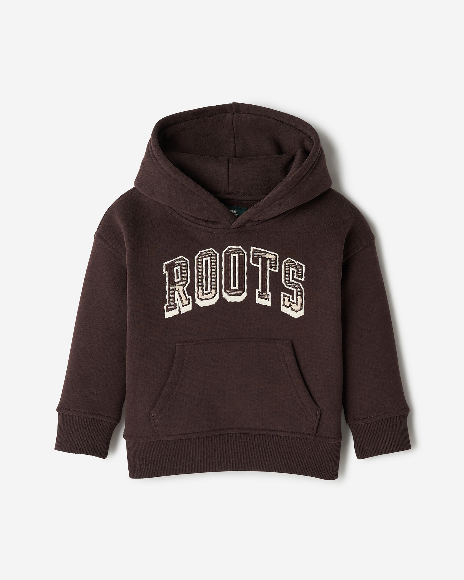 Roots Toddler Plaid Applique Hoodie in Black Coffee Brown