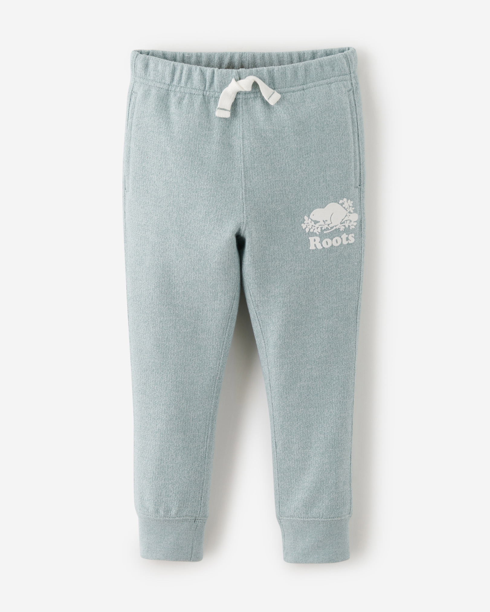 Roots Toddler Girl's Slim Cuff Sweatpant in Silver Blue Pepper