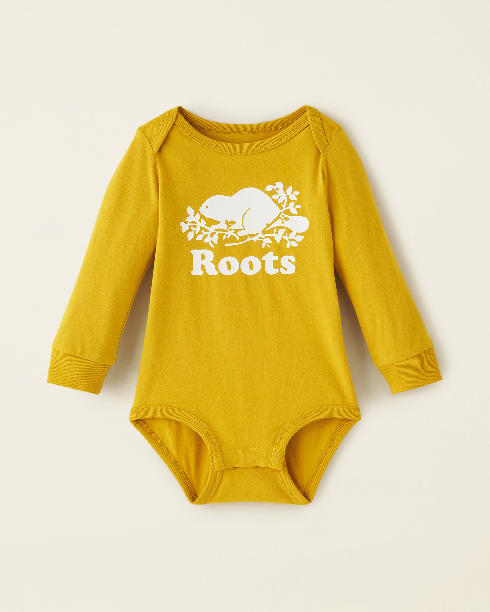 Roots Baby Organic Cooper Beaver Bodysuit in Honey Gold