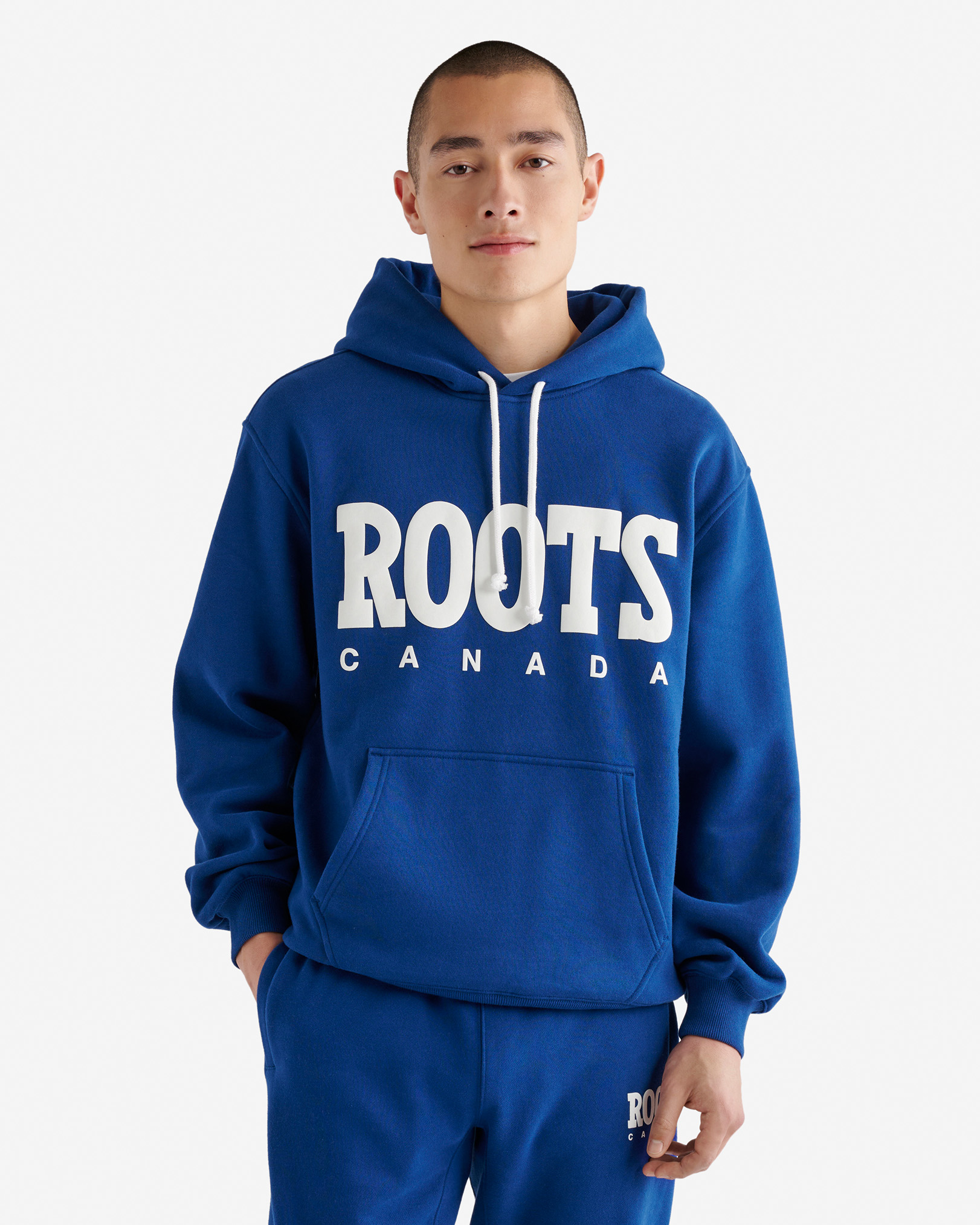 Roots Retro Kanga Hoodie in Estate Blue