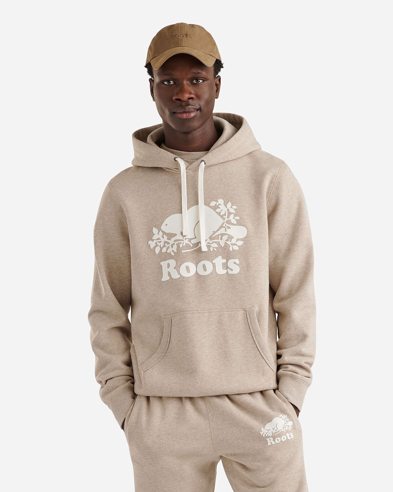 Roots Organic Original Kanga Hoodie in Beige Sand Mix