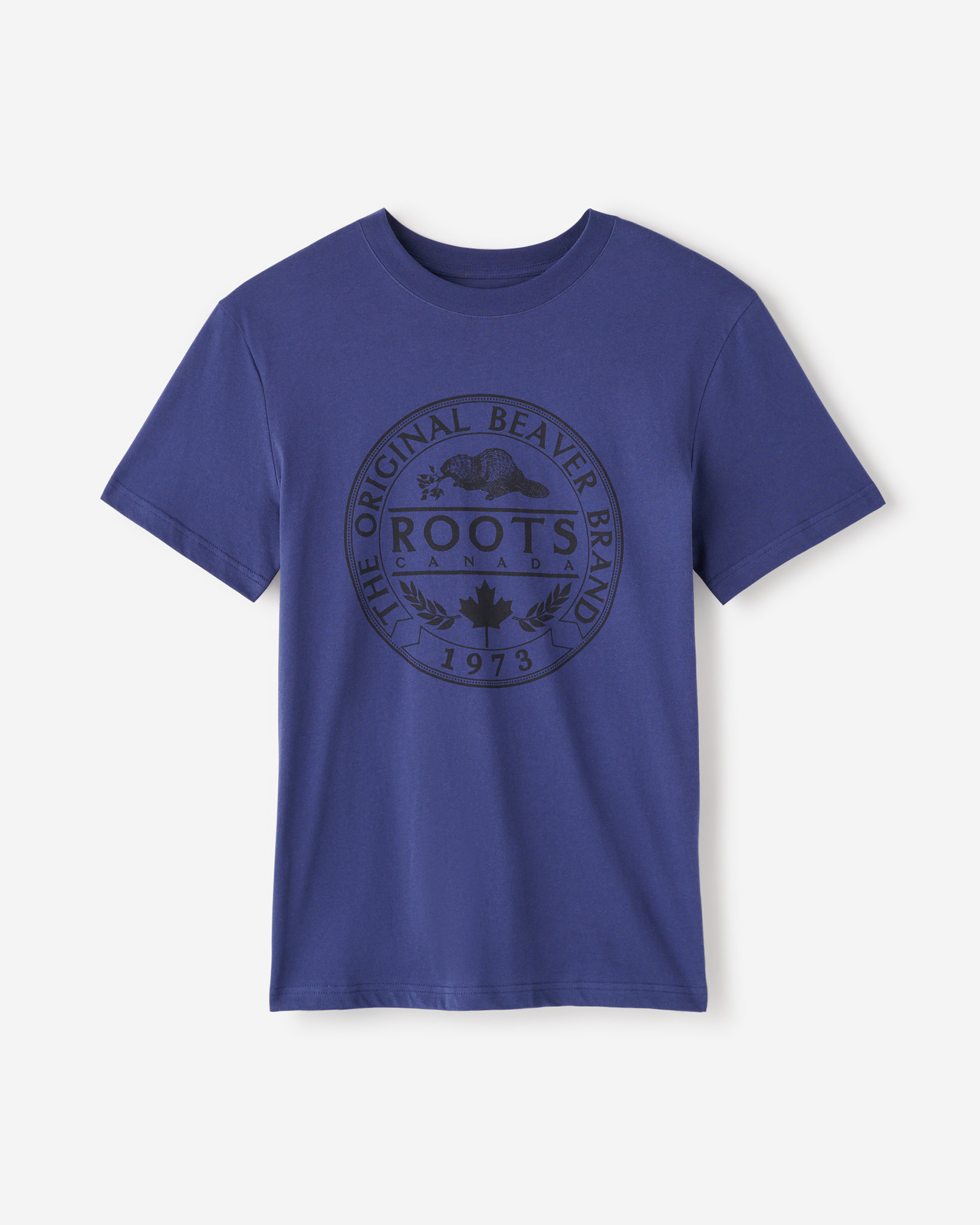 Roots Men's Original Beaver T-Shirt in Naval Blue