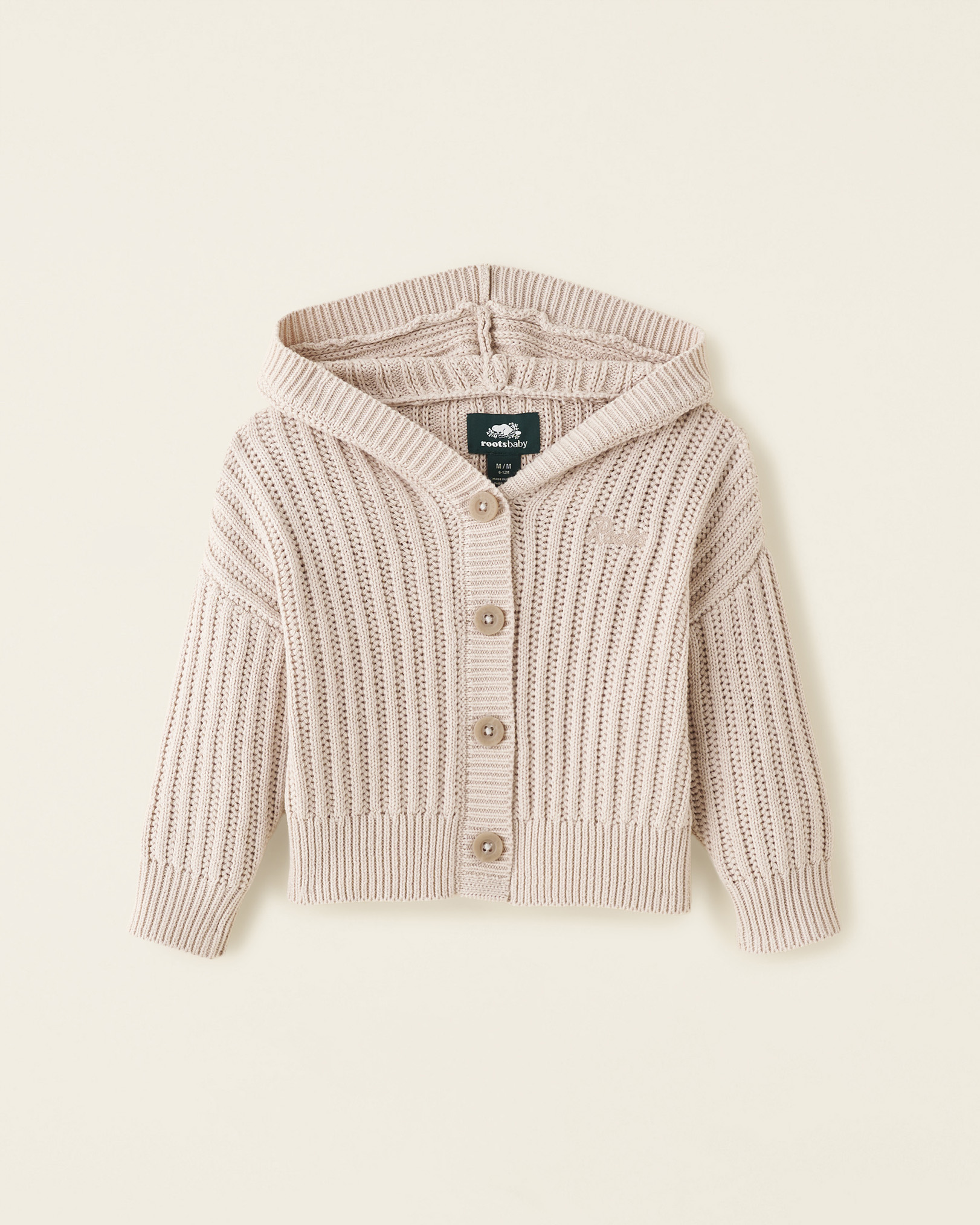 Roots Baby Bear Cardigan in Sandstone