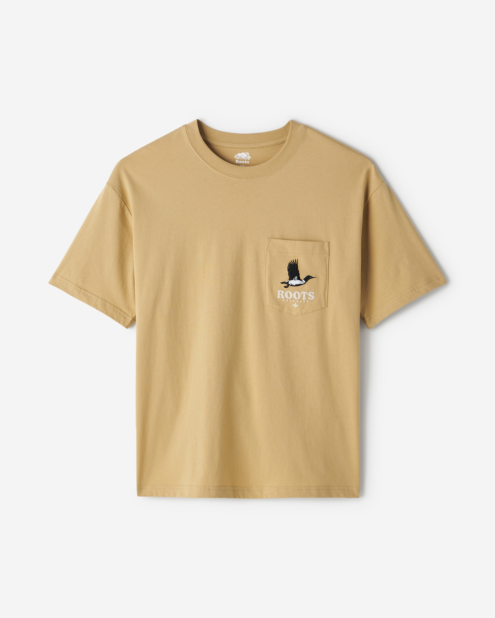 Roots Men's Wildlife Relaxed Pocket T-Shirt in Fossil Sand