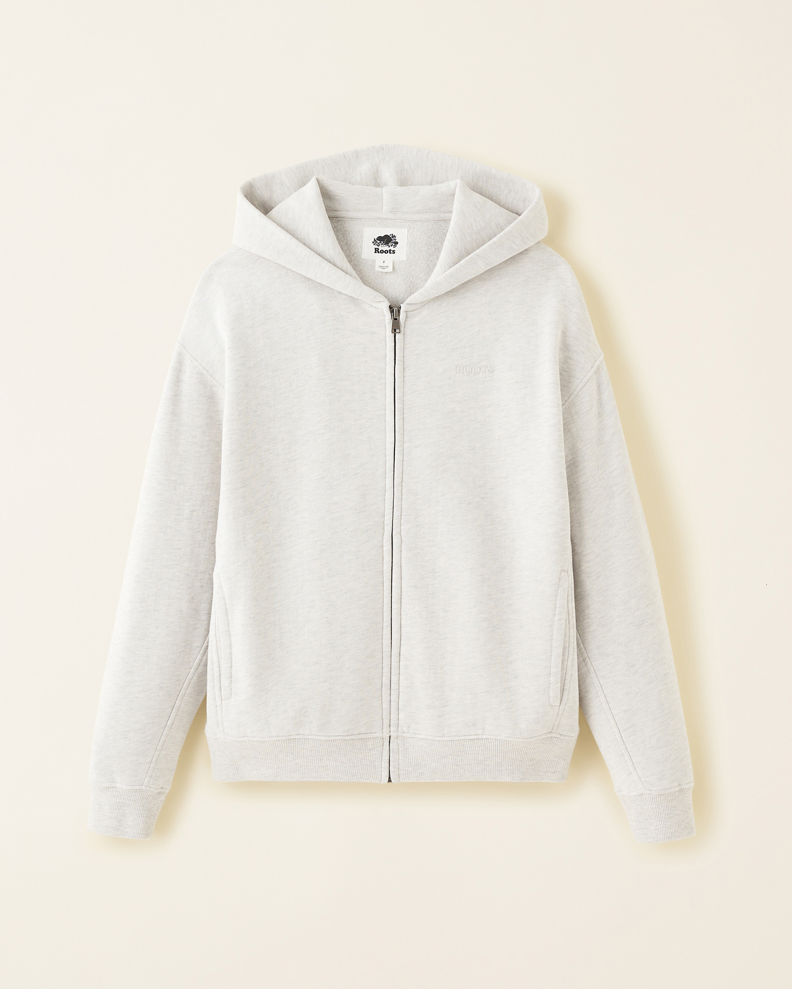Roots One Zip Hoodie in White Mix