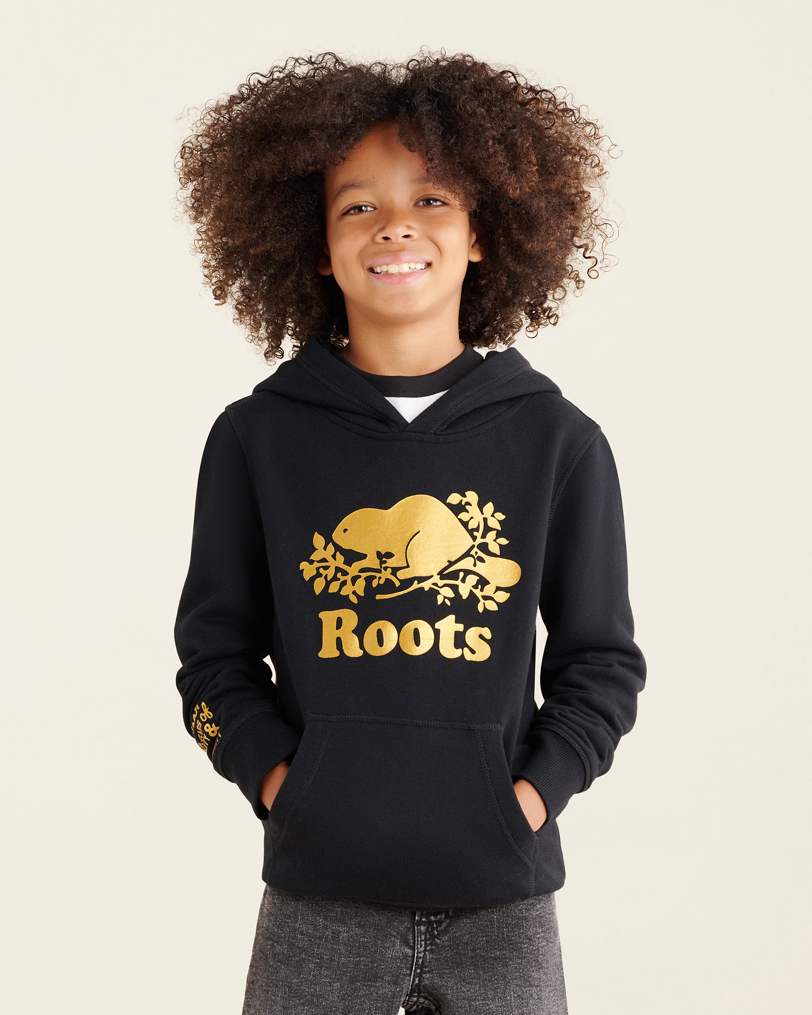 Roots Kids 50th Cooper Kanga Hoodie Jacket in Black