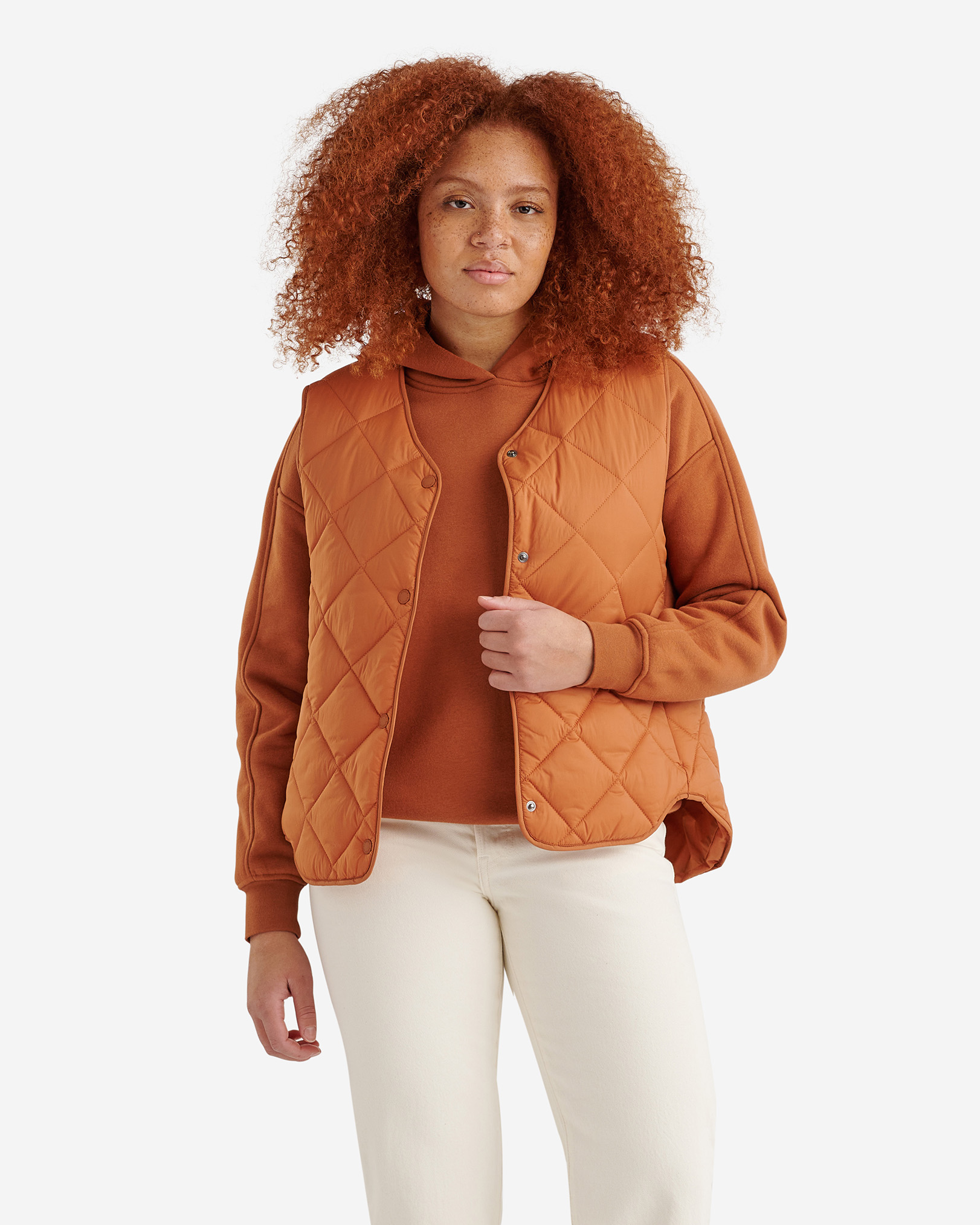 Roots Melville Quilted Vest in Amber Brown