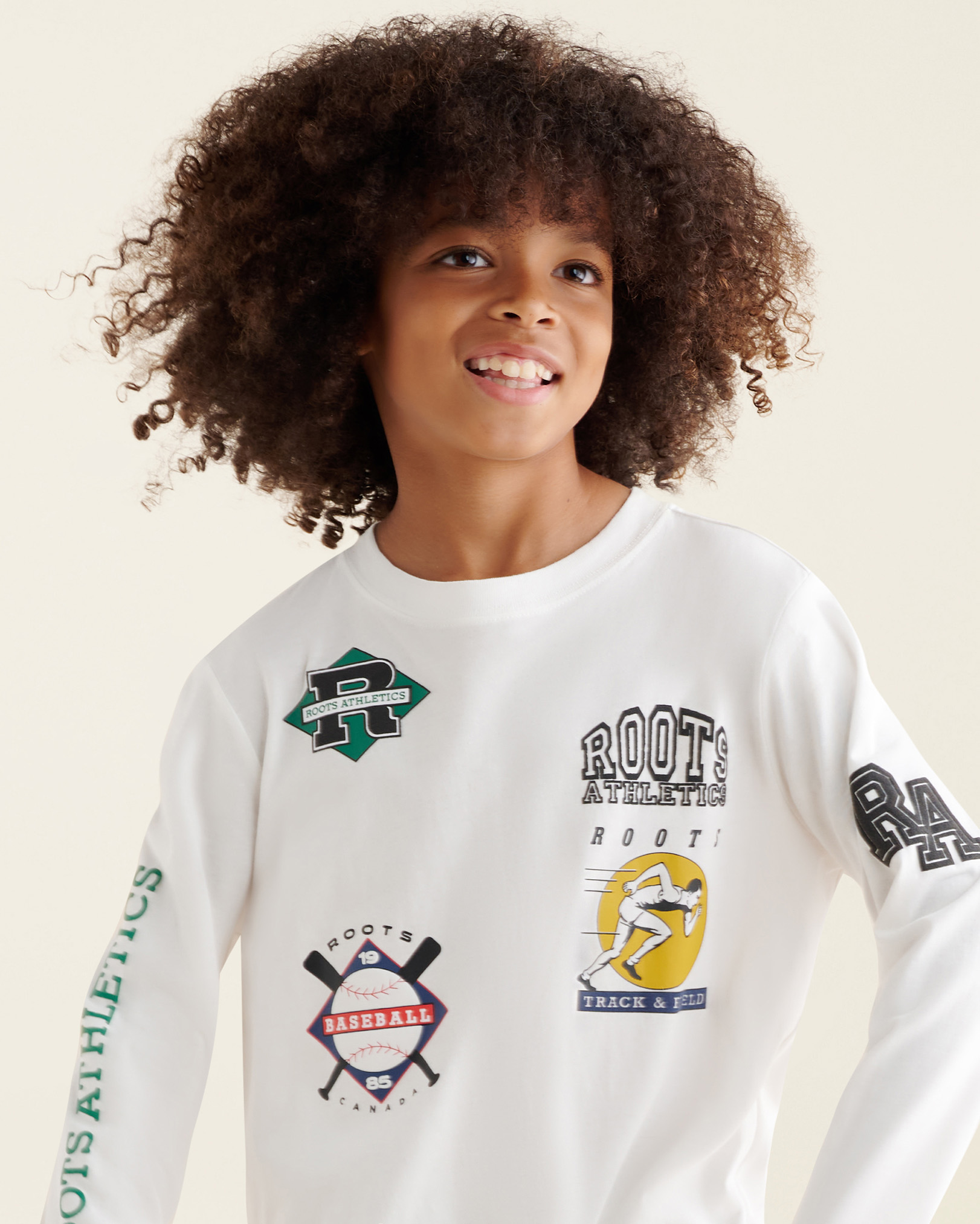 Roots Boy's Heritage Athletics T-Shirt in Egret | Shop Midtown