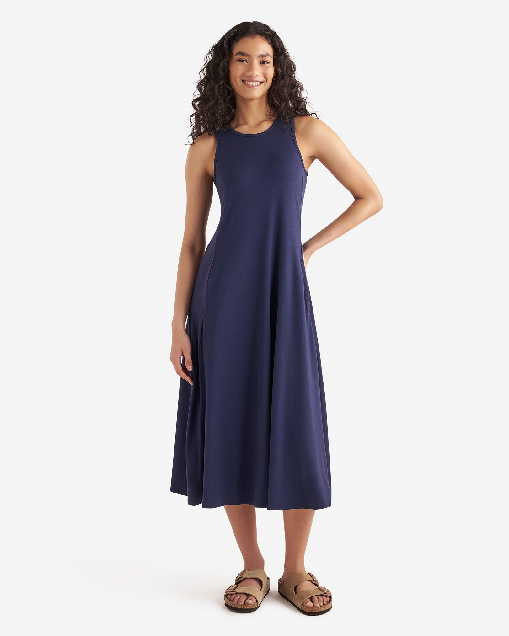 Roots Renew Tank Midi Dress Top in Navy Blazer