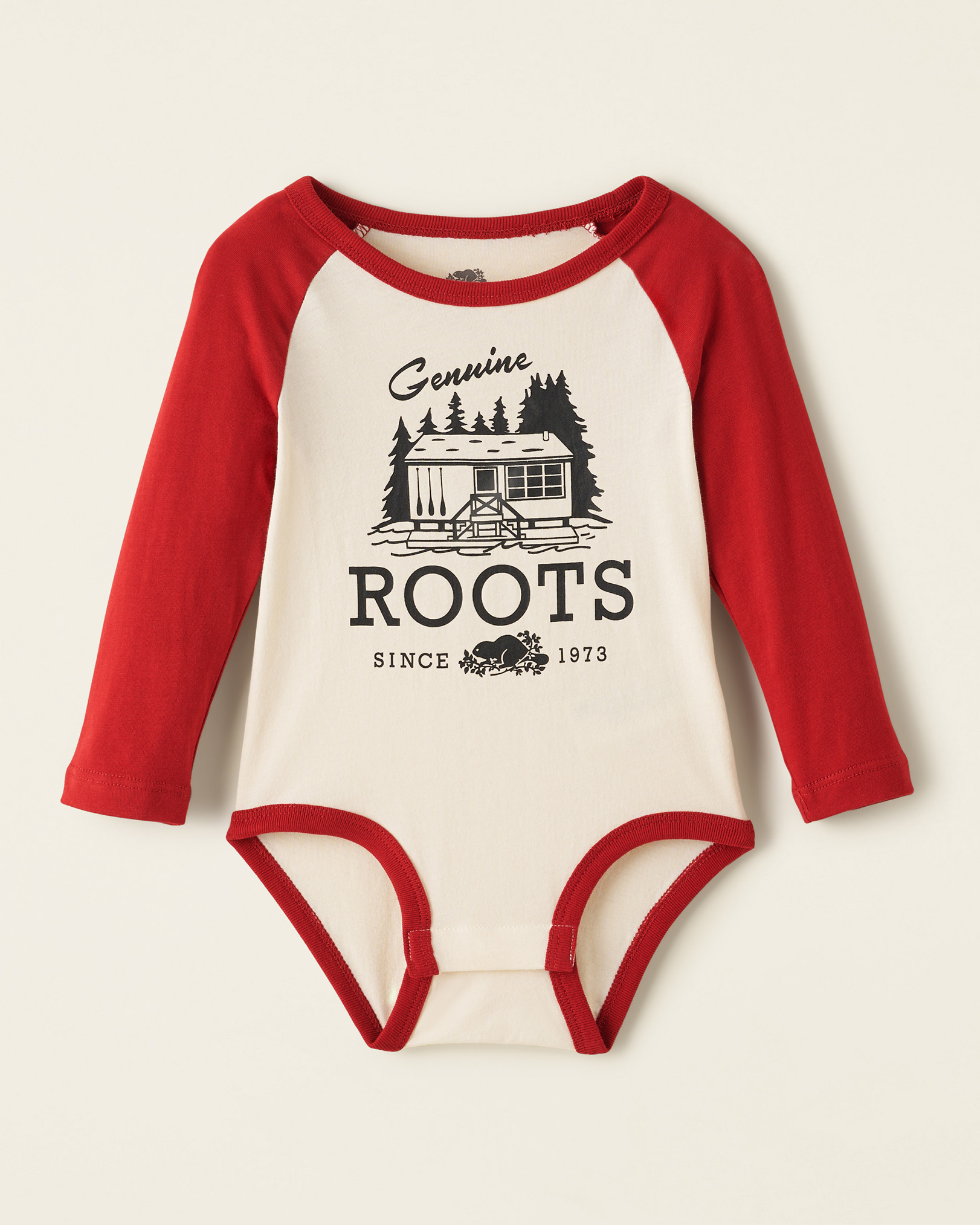 Roots Baby Cabin Bodysuit in Birch White