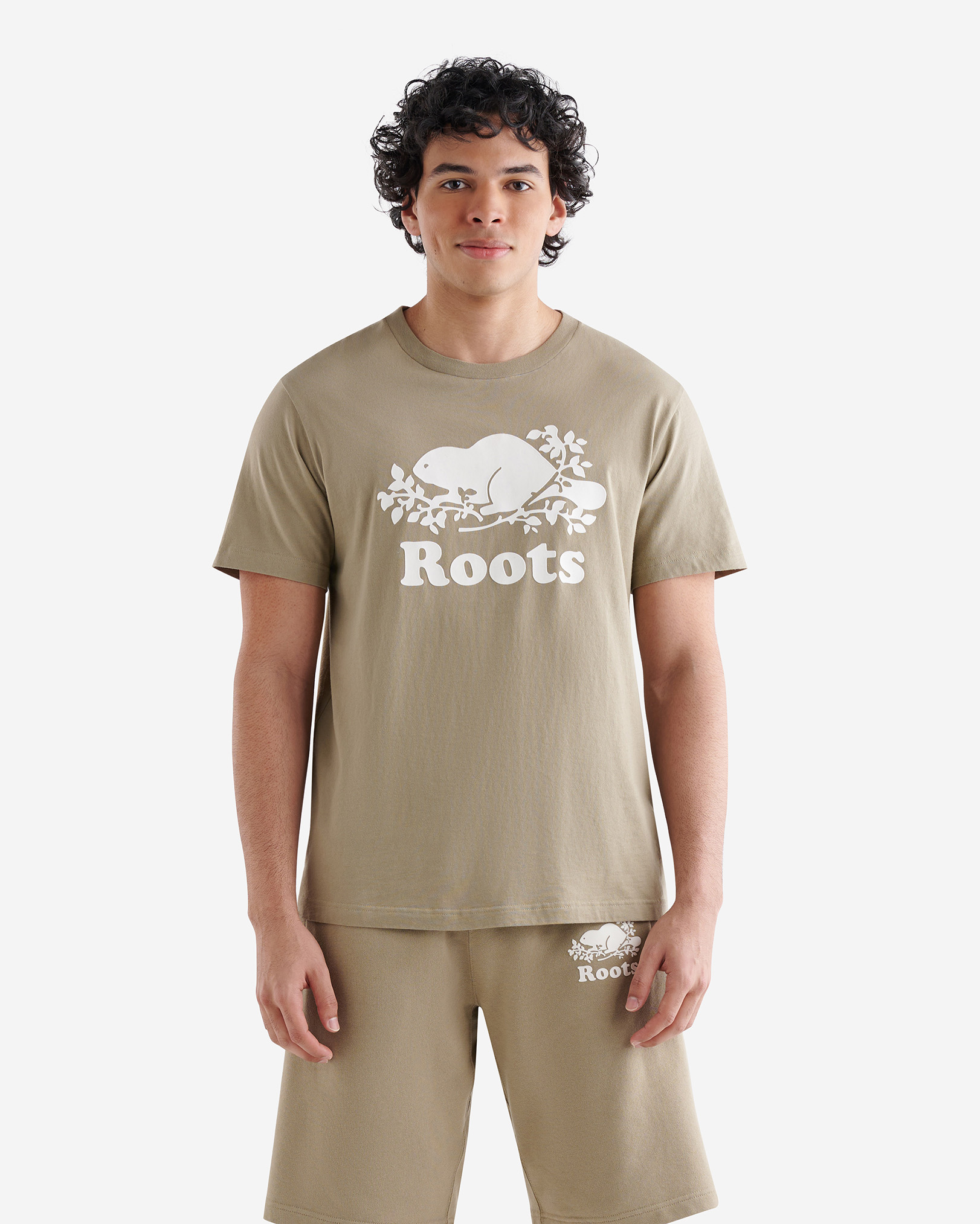 Roots Men's Organic Cooper Beaver T-Shirt in Silver Sage