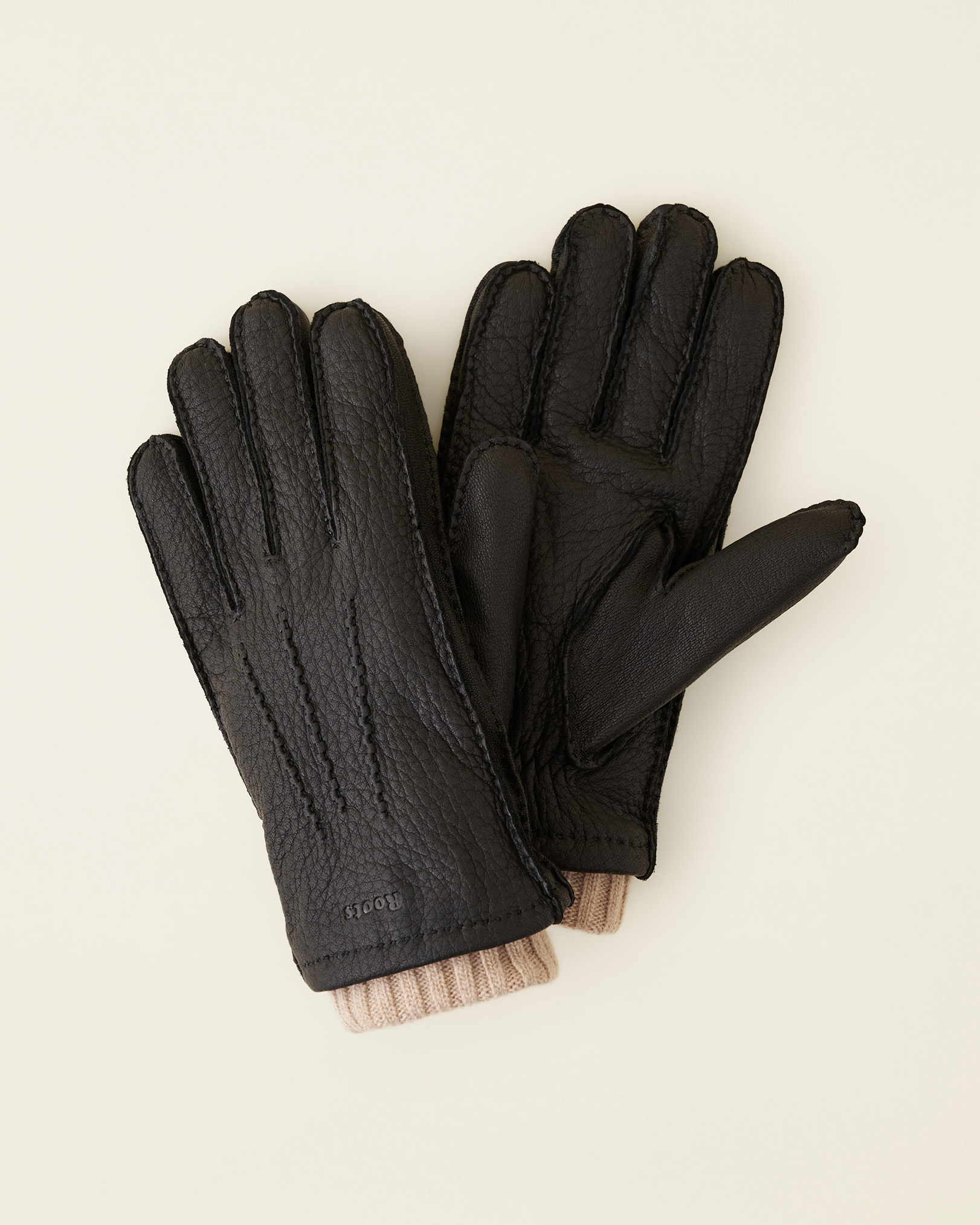 Roots Men's Cuff Deerskin Glove in Black