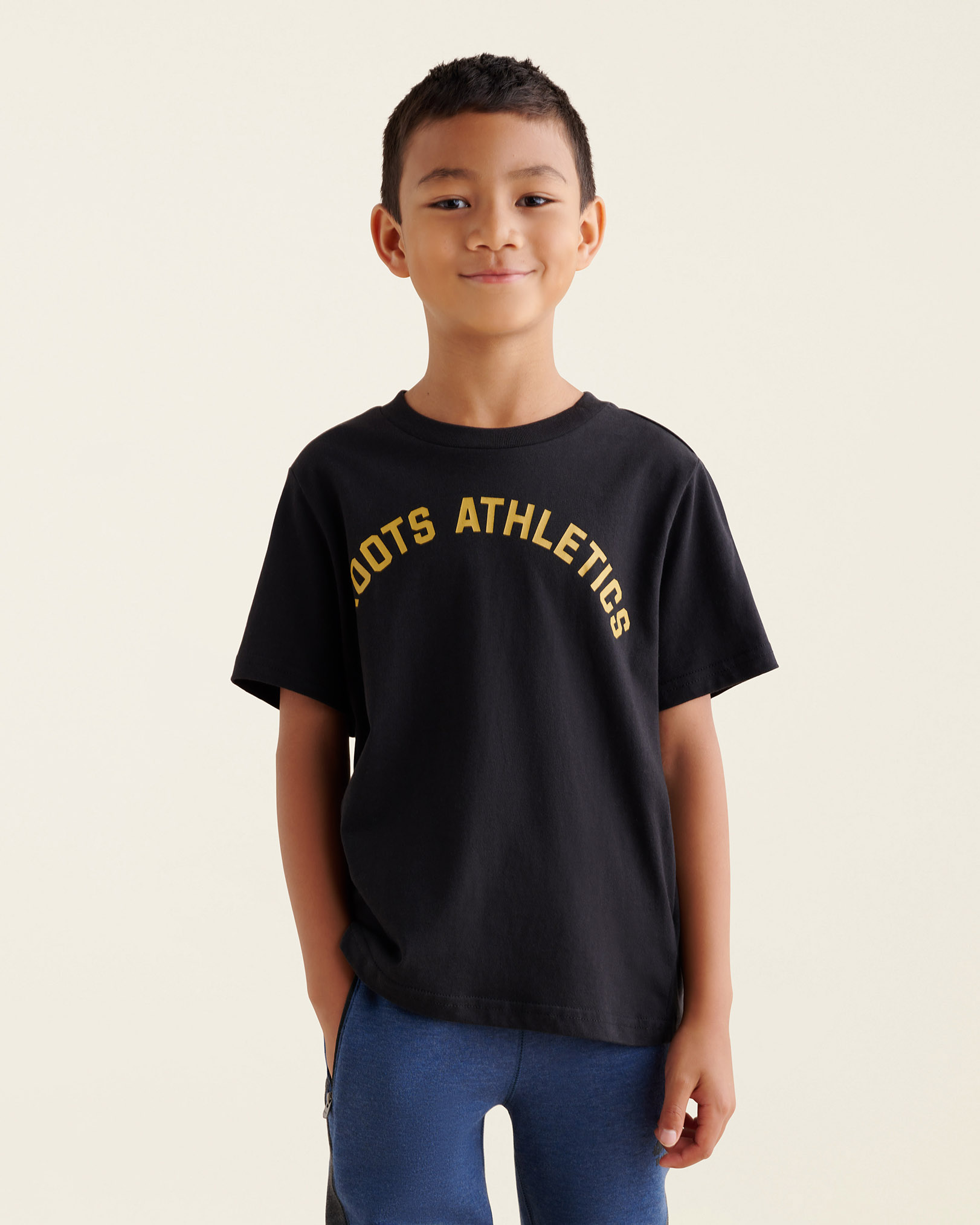 Roots Boy's Athletics T-Shirt in Black