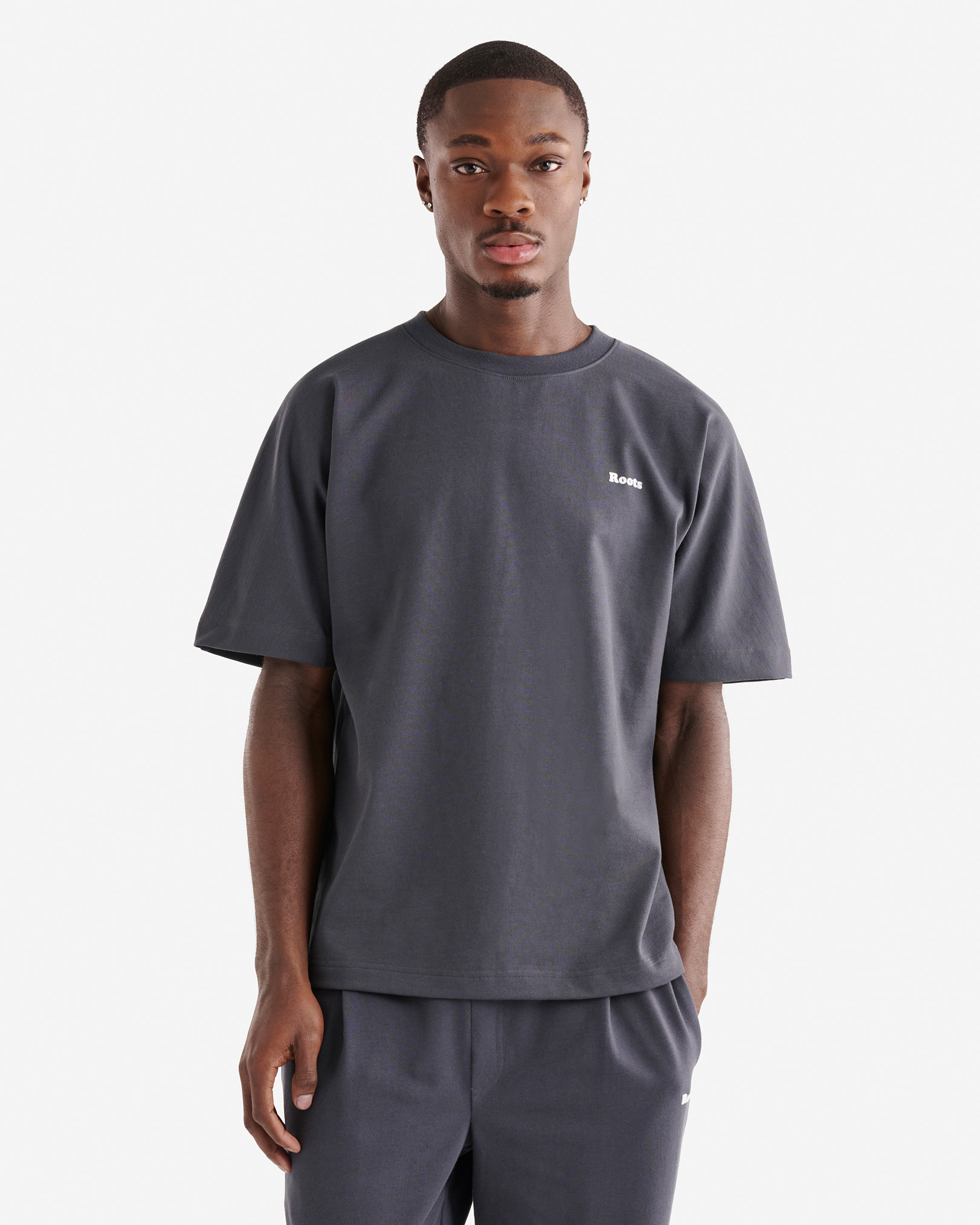 Roots Men's Cloud Jersey T-Shirt in Graphite Grey