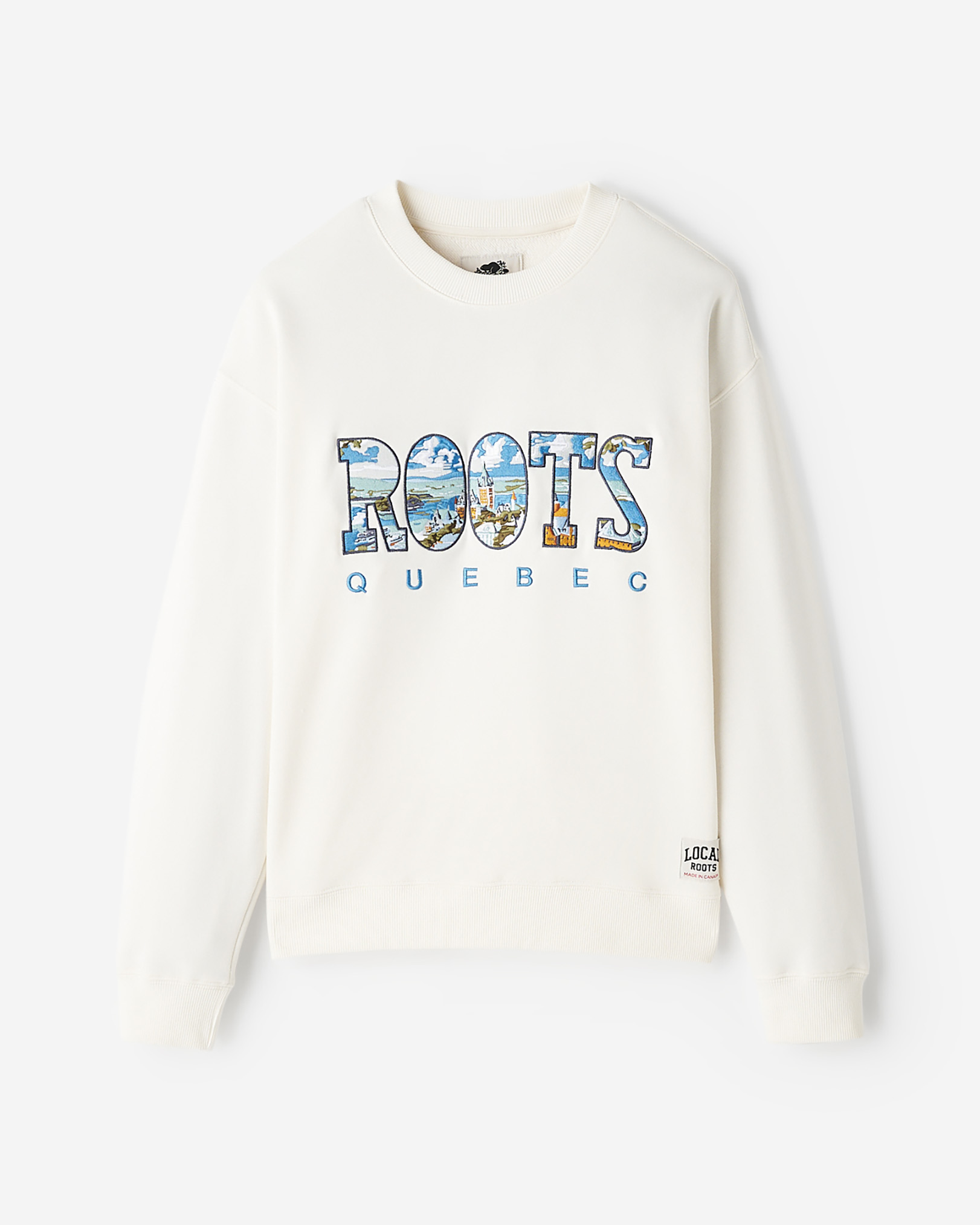 Roots Greetings From QC Crew Shirt in Egret