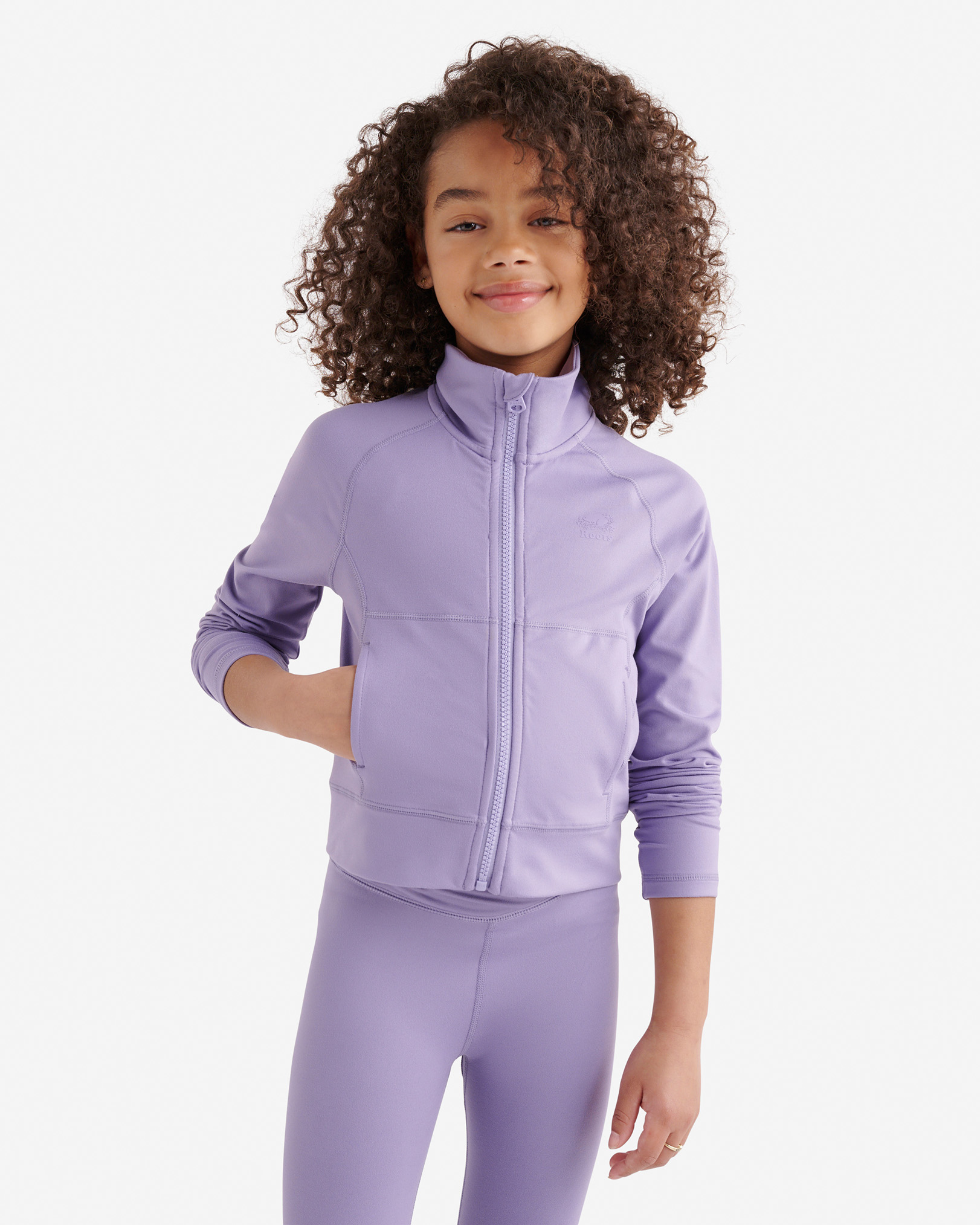 Roots Girl's Active Zip Track Jacket Shirt in Plum Blossom