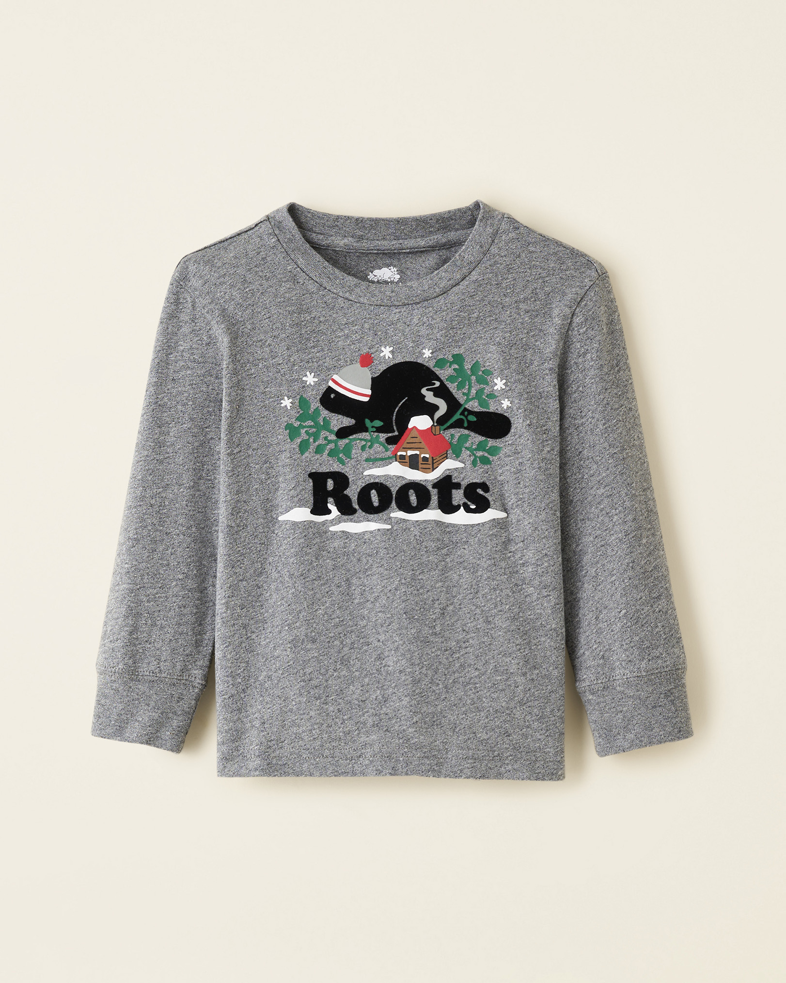 Roots Toddler Winter Cooper T-Shirt in Salt/Pepper