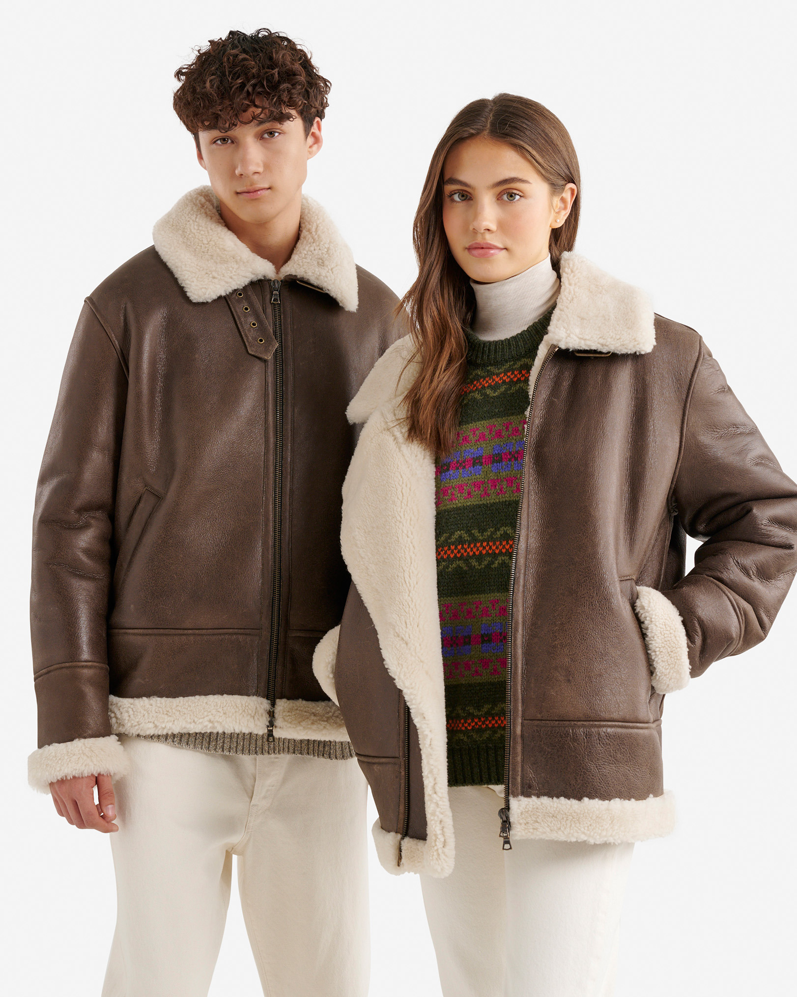 Roots Shearling Jacket in Chocolate/Natural Brown