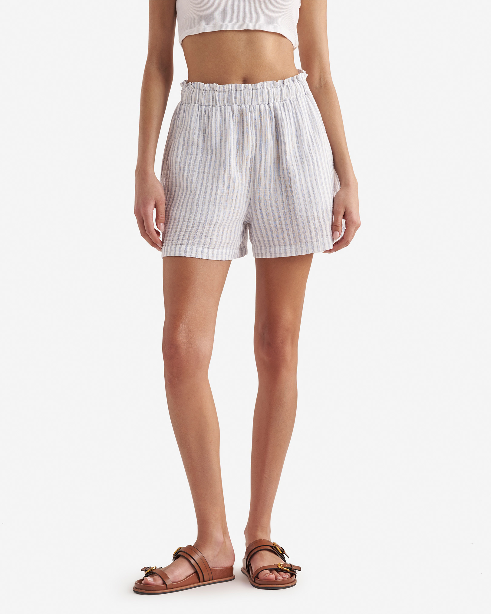 Roots Isla Cotton Gauze Short 4.5 Inch in Egret