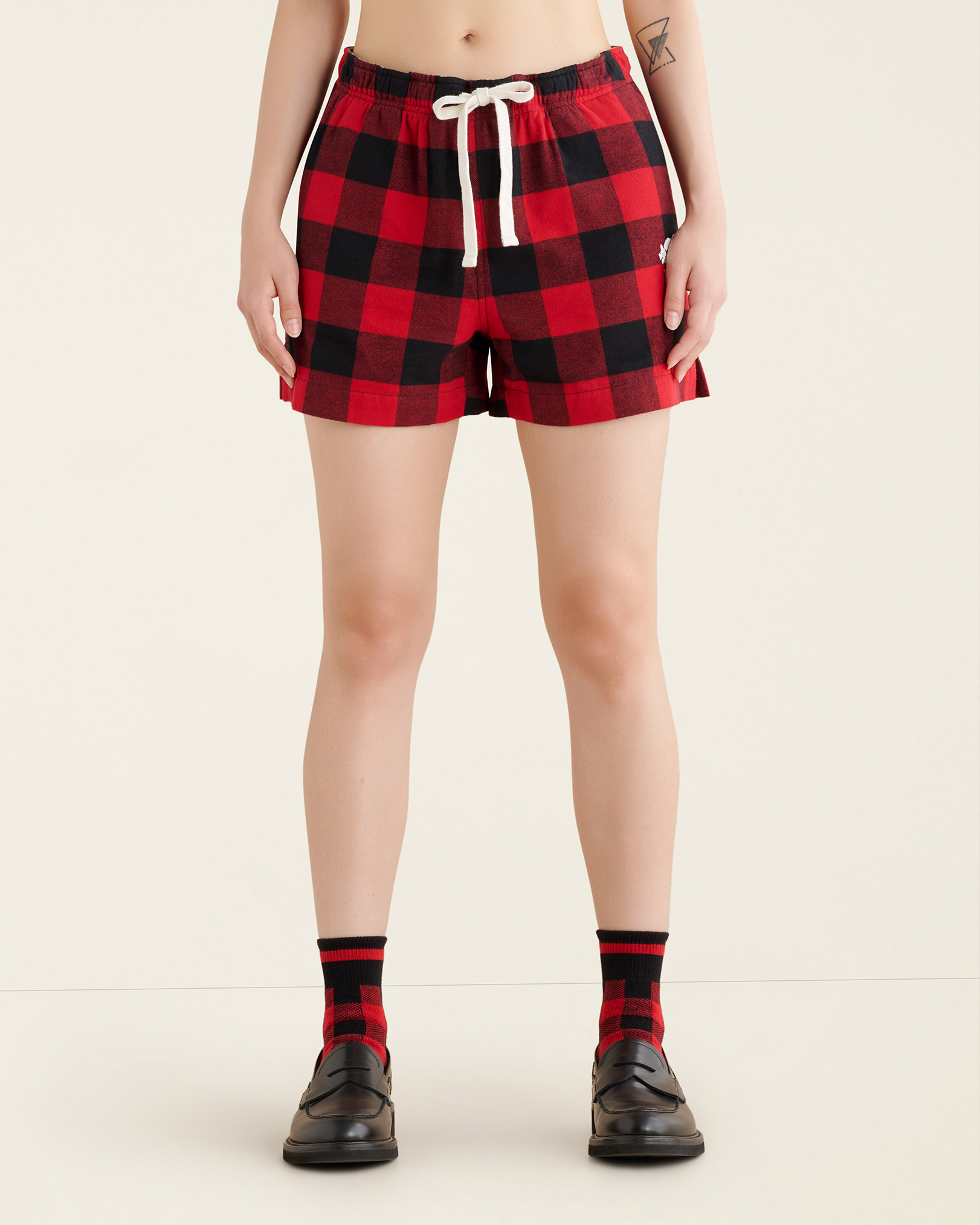 Roots Women's Park Plaid Pajama Short in Cabin Red