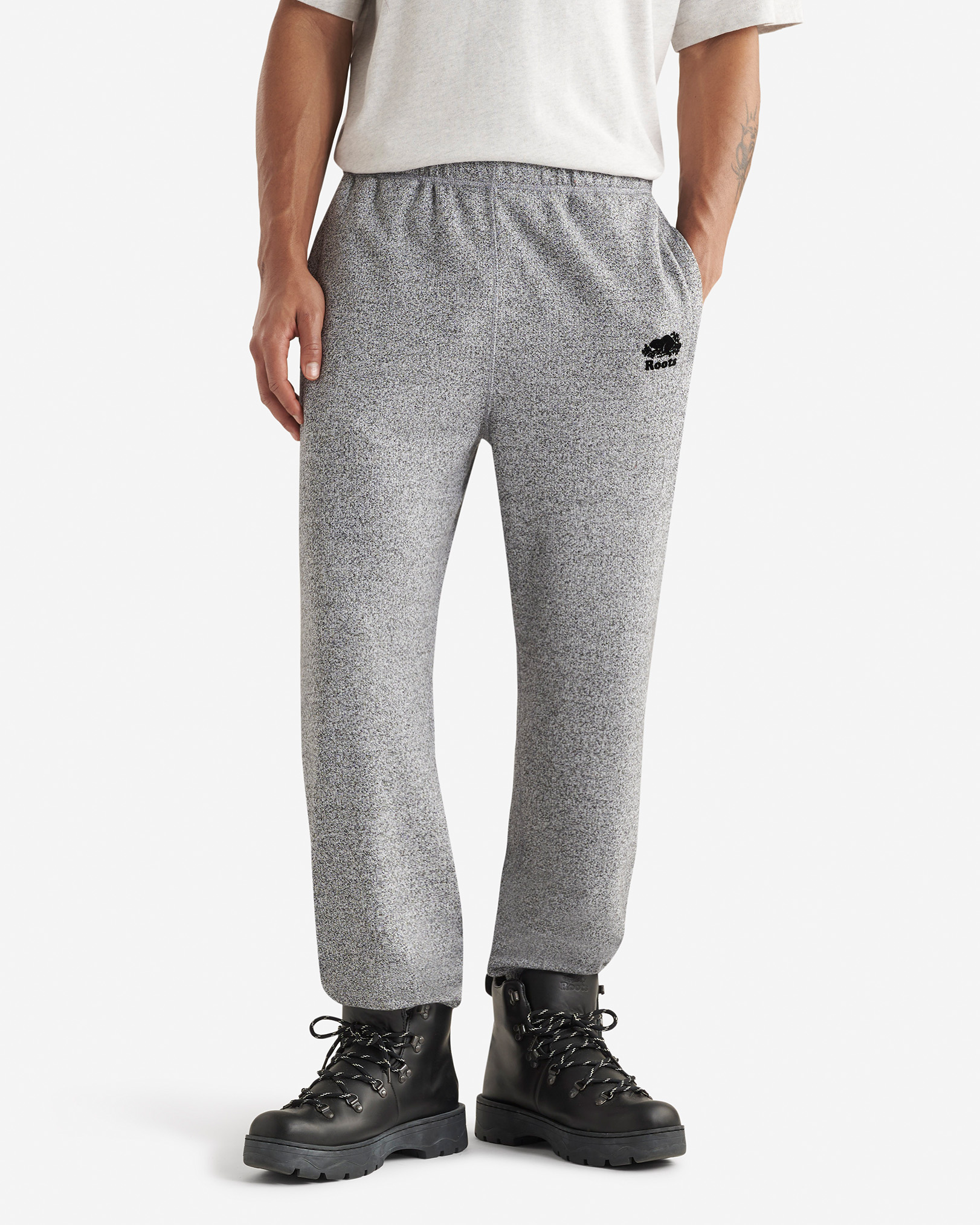 Roots Organic Original Relaxed Sweatpant in Salt/Pepper Grey